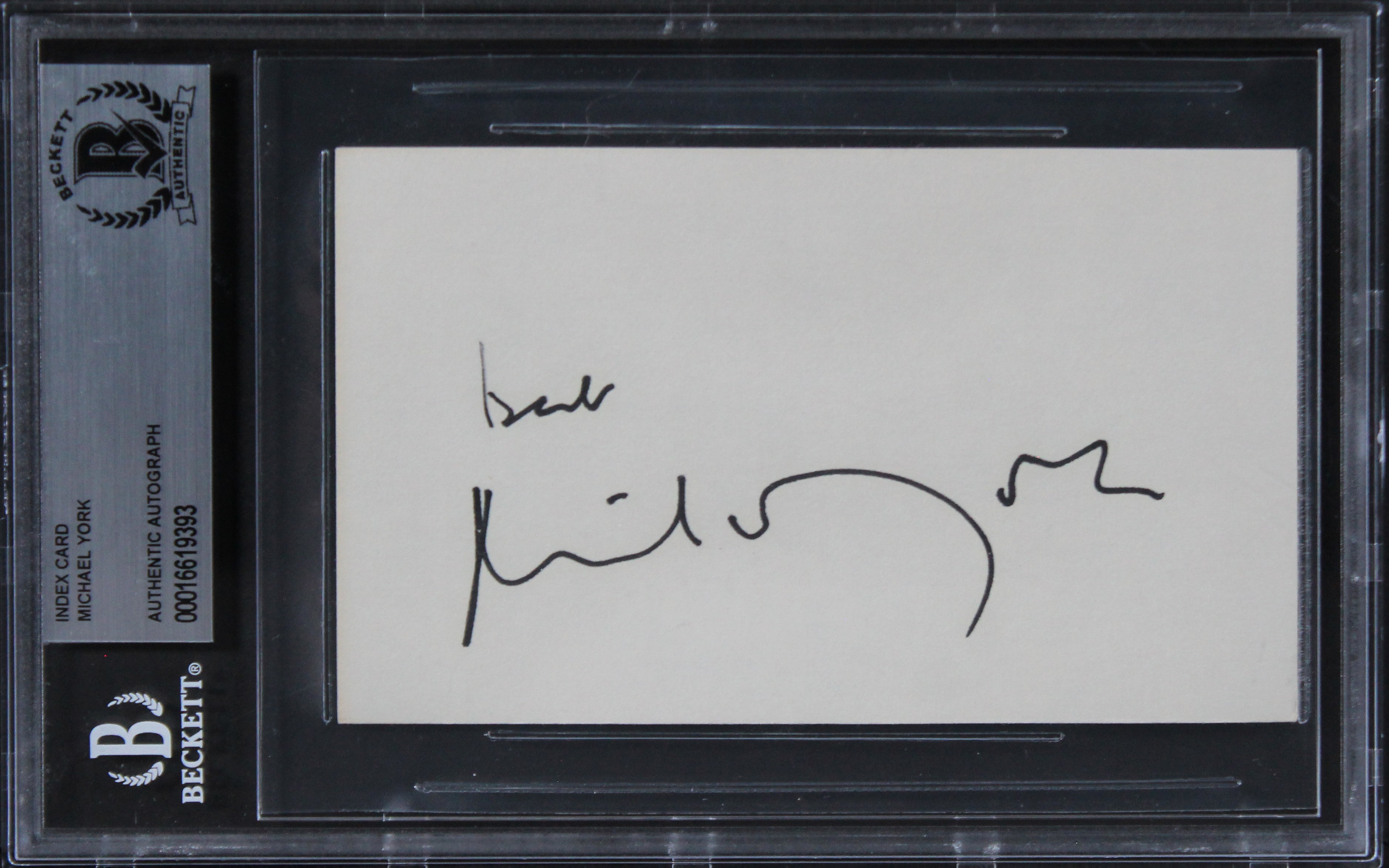 Michael York Austin Powers Authentic Signed 3x5 Index Card BAS Slabbed