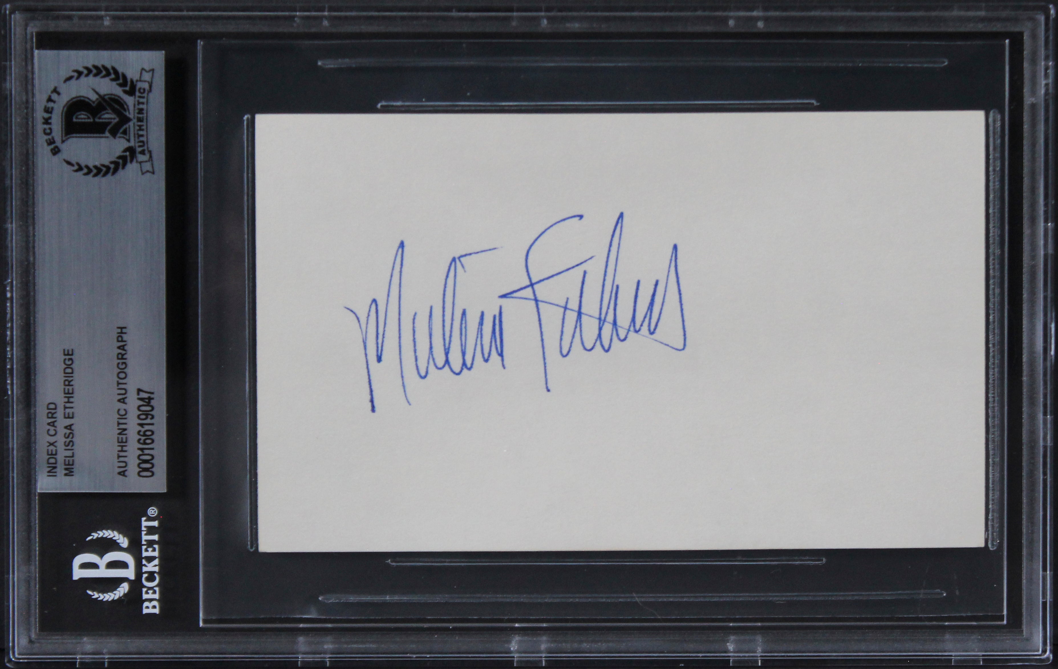 Melissa Etheridge Authentic Signed 3x5 Index Card Autographed BAS Slabbed 1