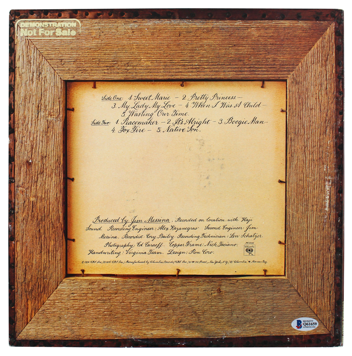 Kenny Loggins & Jim Messina Signed Native Sons Album Cover W/ Vinyl BAS #Q61656