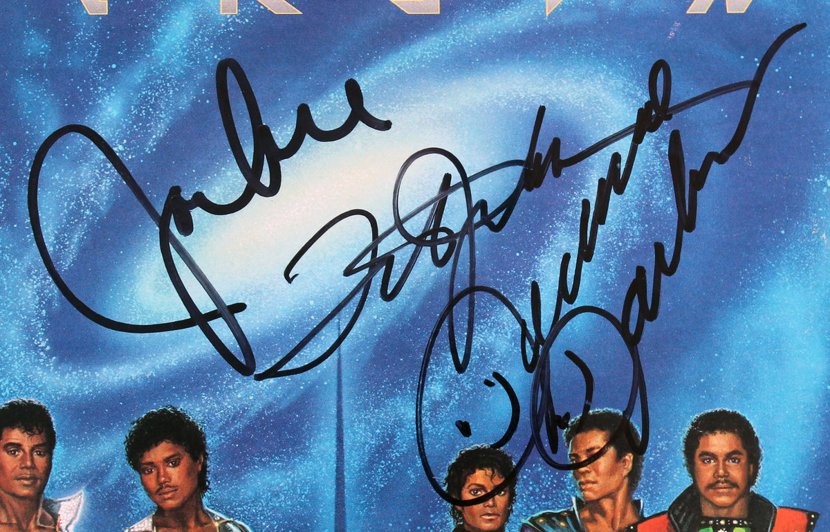 Jackson 5 Tito, Jackie, Jermaine & Marlon Signed Victory Album Cover w Vinyl BAS