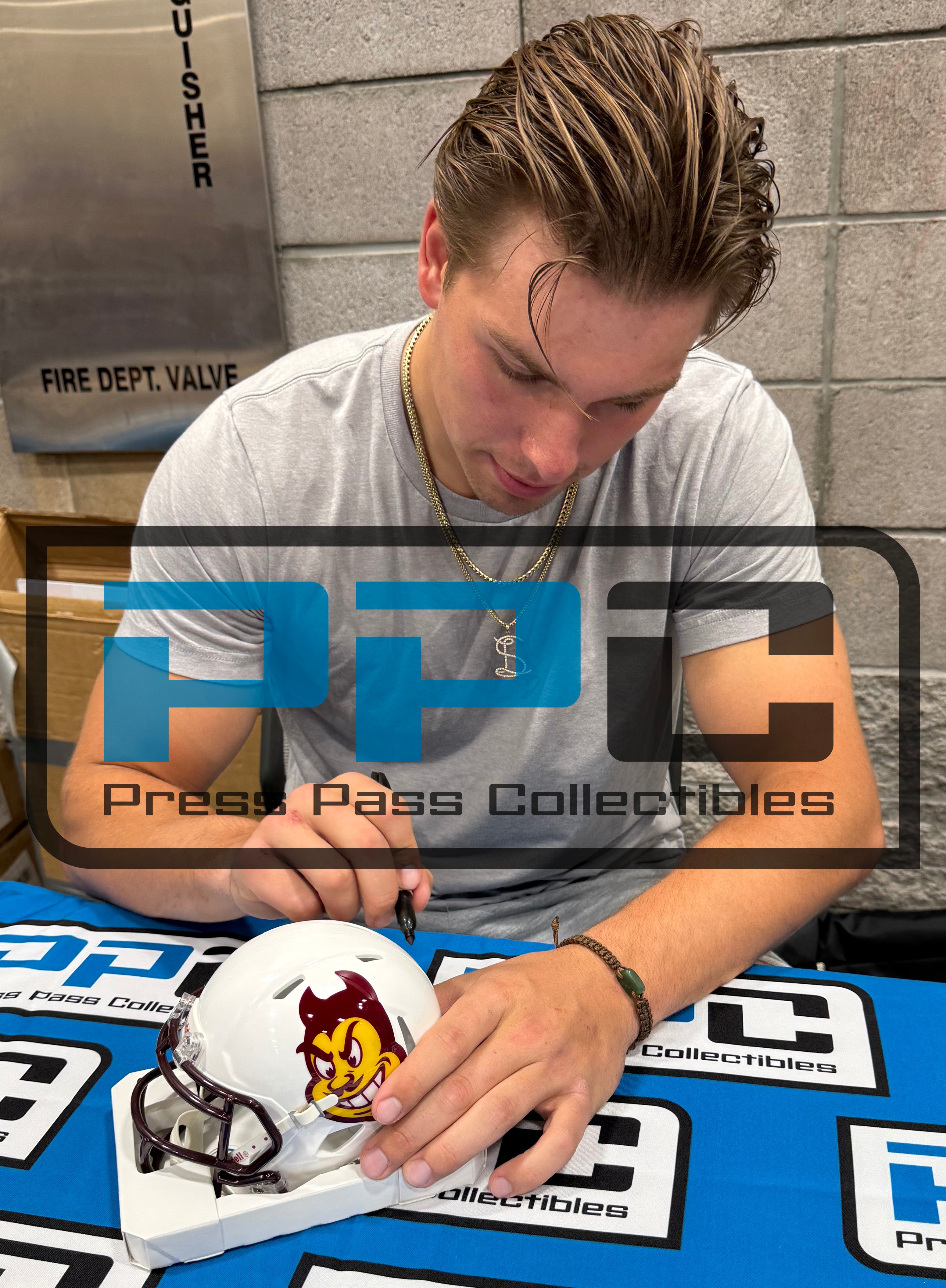 ASU Sam Leavitt & Jordyn Tyson Signed Black Speed Mini Helmet BAS Witnessed