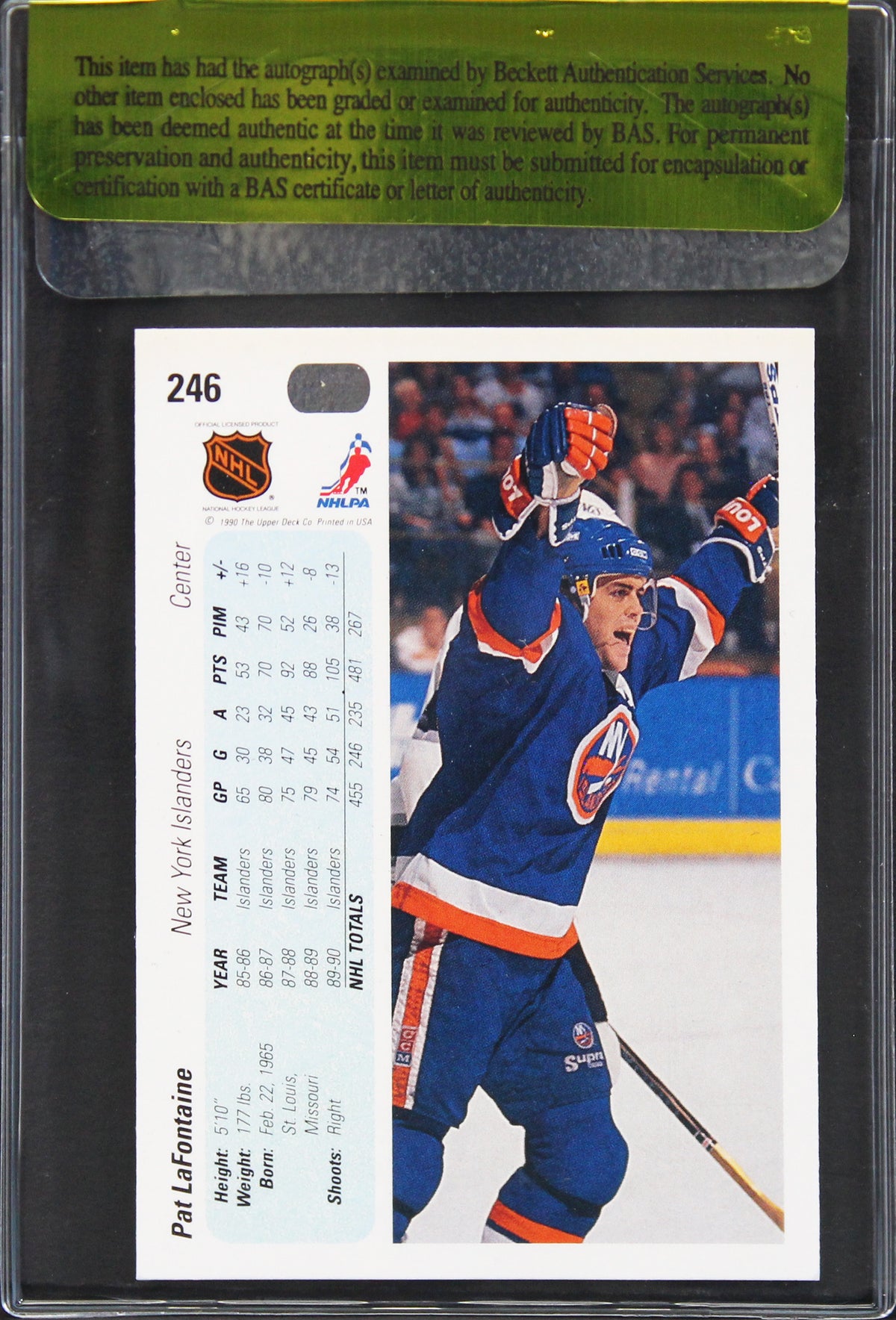 Islanders Pat LaFontaine Authentic Signed 1990 Upper Deck #246 Card BAS #11249