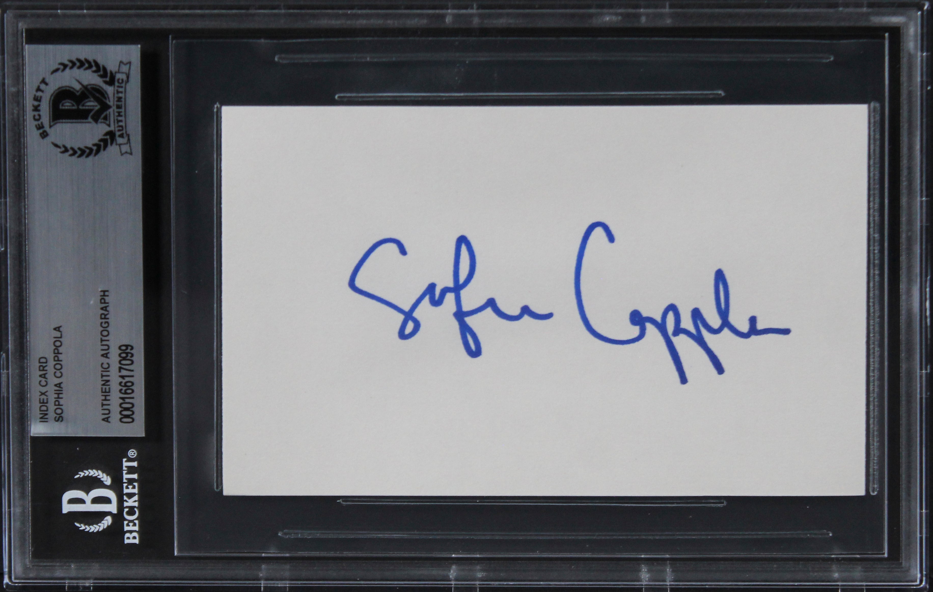 Sophia Coppola The Godfather Part 3 Authentic Signed 3x5 Index Card BAS Slab 1