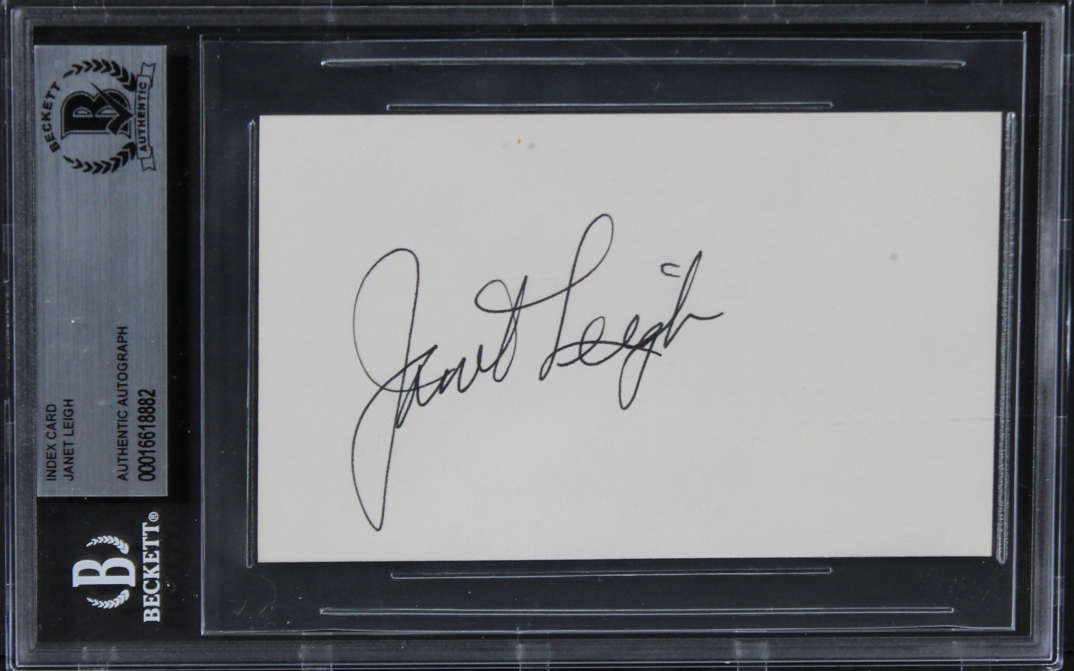 Janet Leigh Psycho Ridge Signed 3x5 Index Card Autographed BAS Slabbed 1