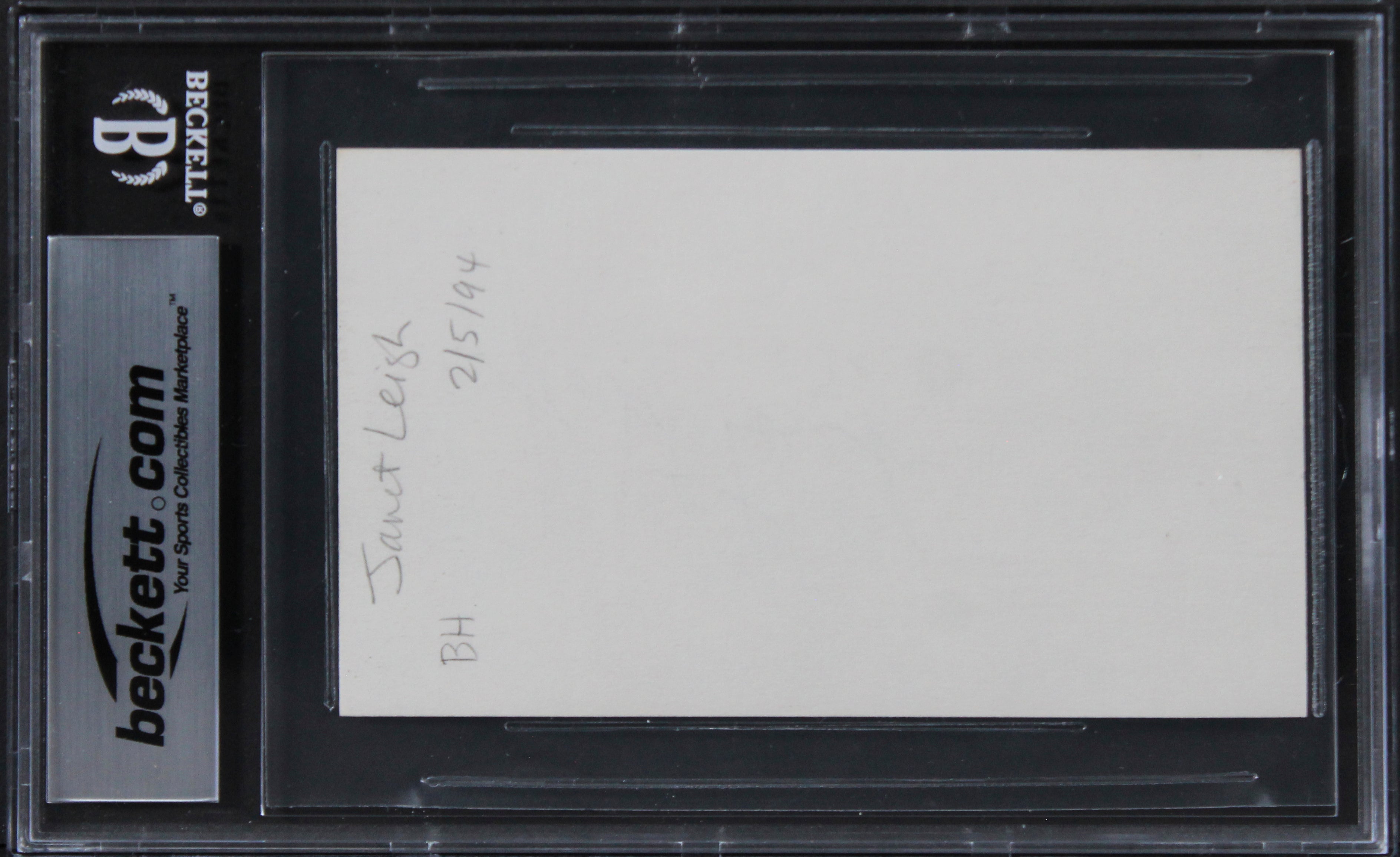 Janet Leigh Psycho Ridge Signed 3x5 Index Card Autographed BAS Slabbed 1