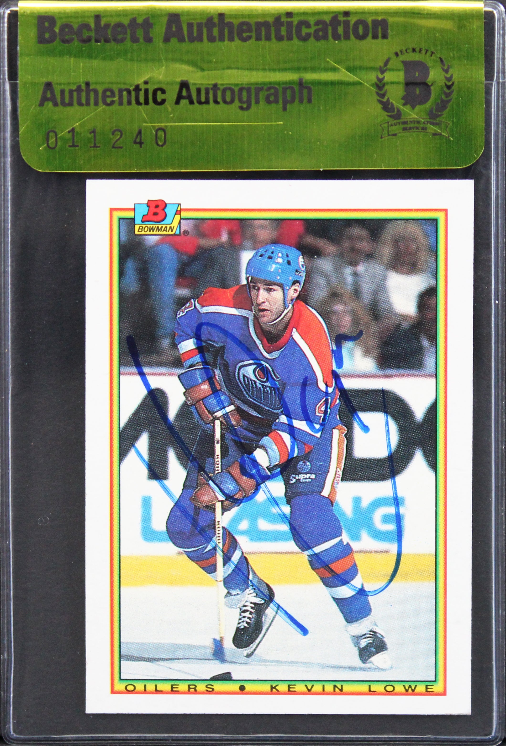 Oilers Kevin Lowe Authentic Signed 1990 Bowman #198 Card Autographed BAS #11240