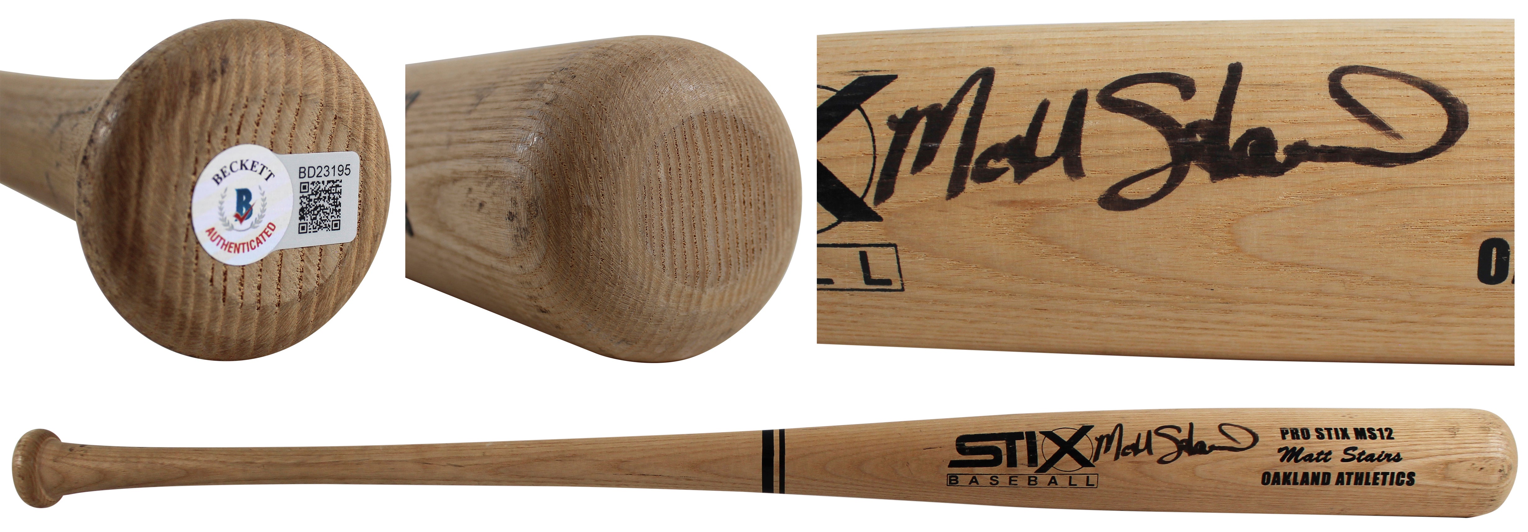 Athletics Matt Stairs Signed Stix Pro Stix MS12 Player Model Bat BAS #BD23195
