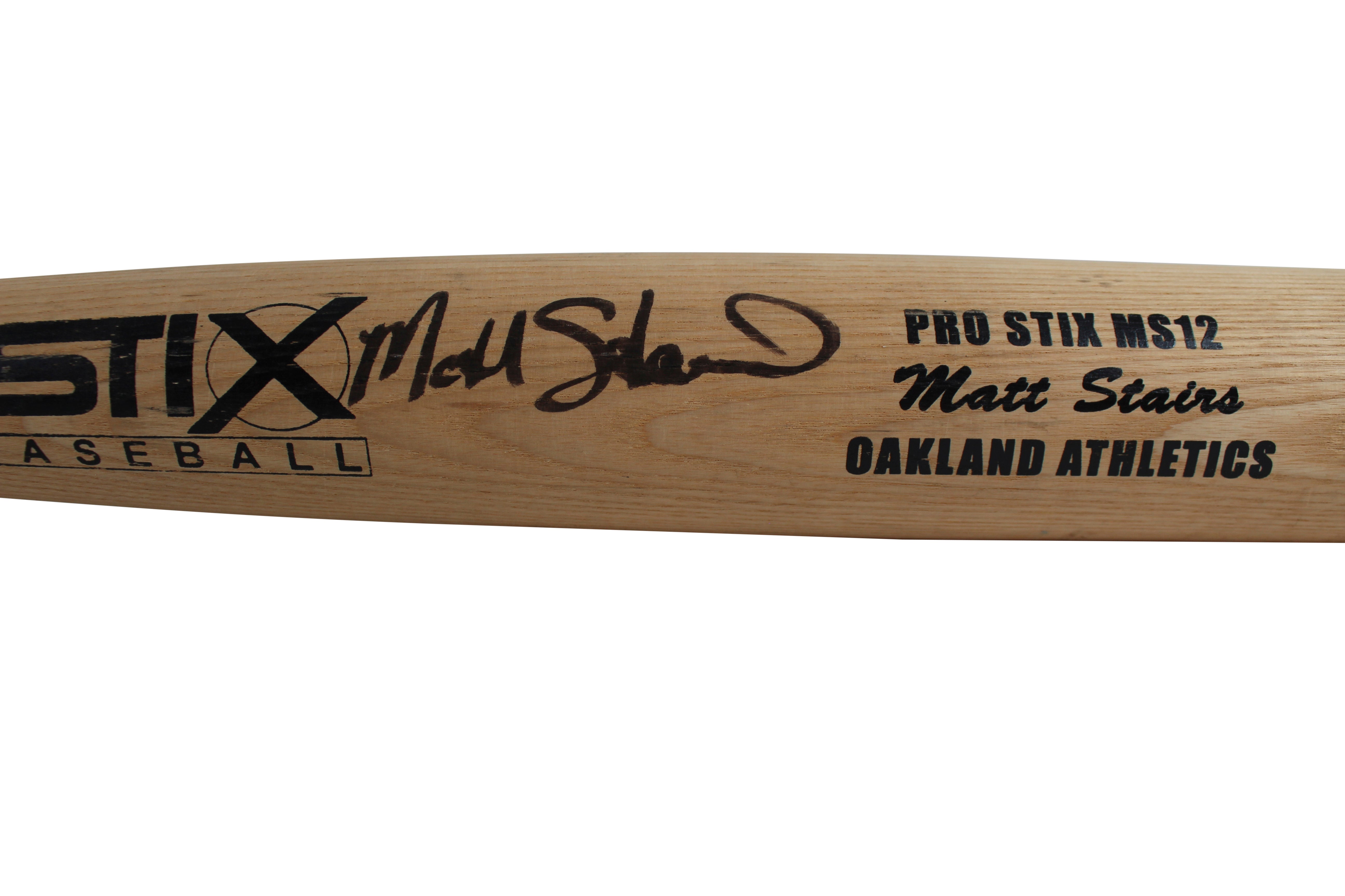 Athletics Matt Stairs Signed Stix Pro Stix MS12 Player Model Bat BAS #BD23195
