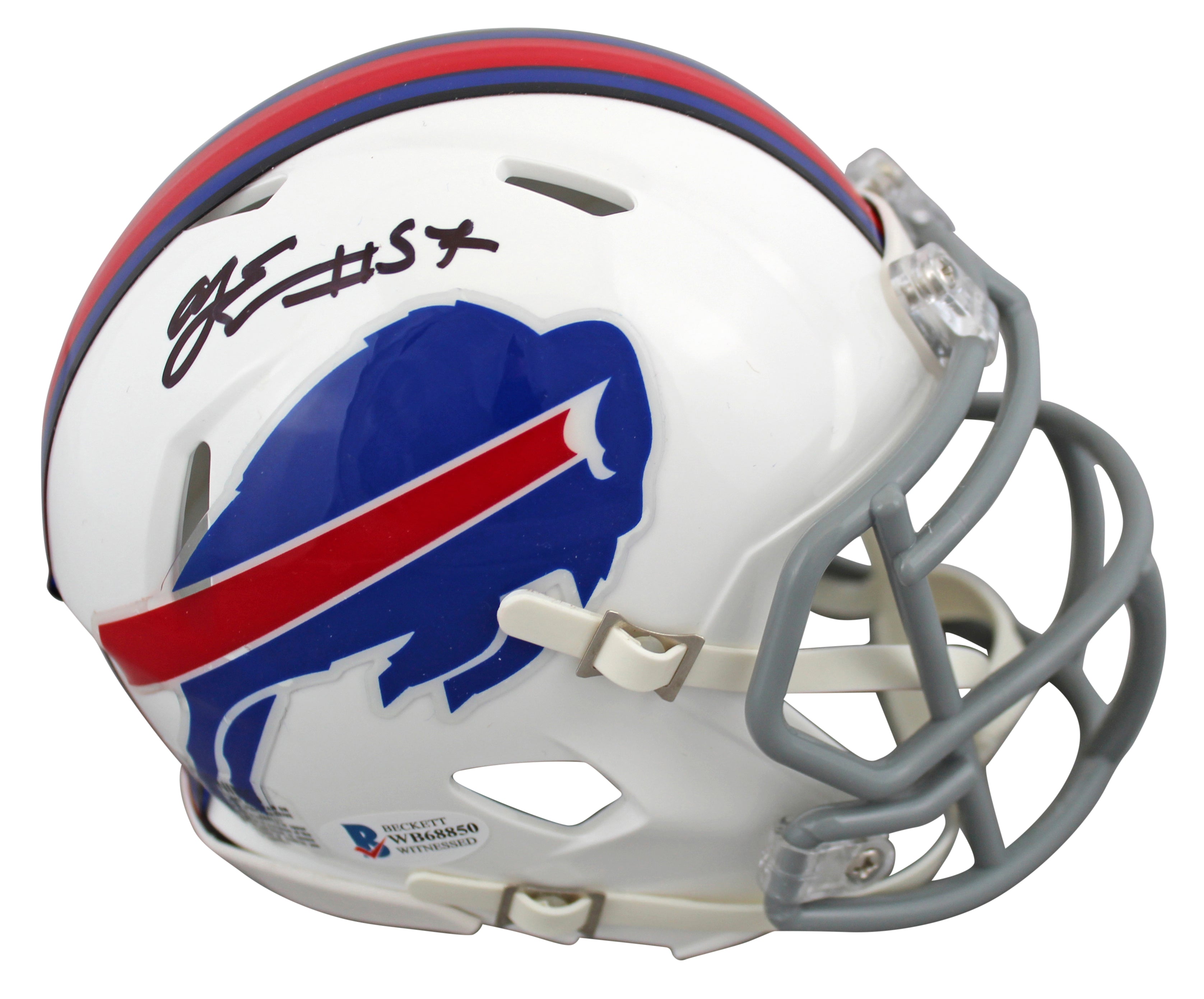 Bills A.J. Epenesa Authentic Signed White Speed Mini Helmet BAS Witnessed