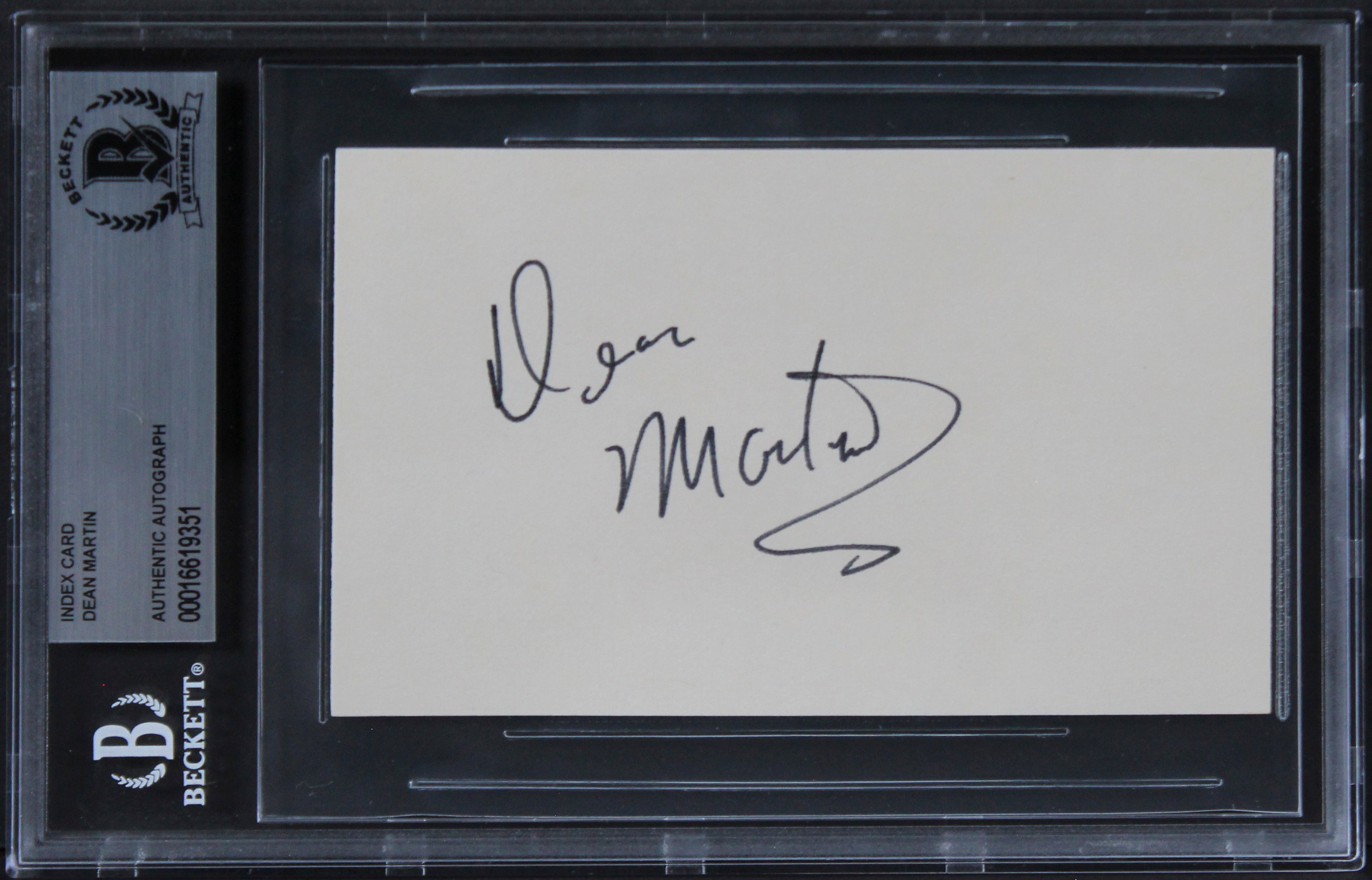 Dean Martin The Dean Martin Show Authentic Signed 3x5 Index Card BAS Slabbed