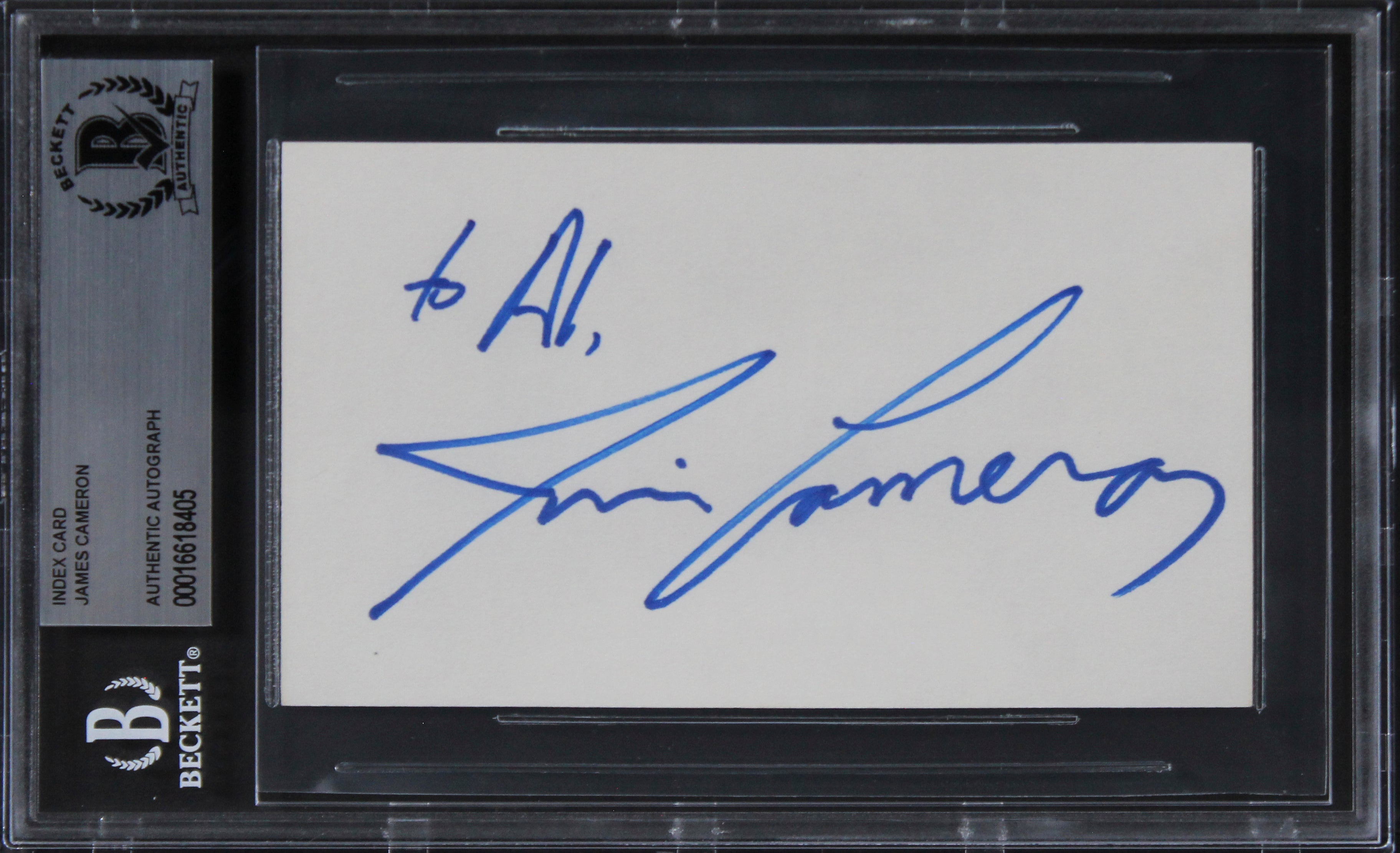 James Cameron Titanic "To Al" Signed 3x5 Index Card Autographed BAS Slabbed