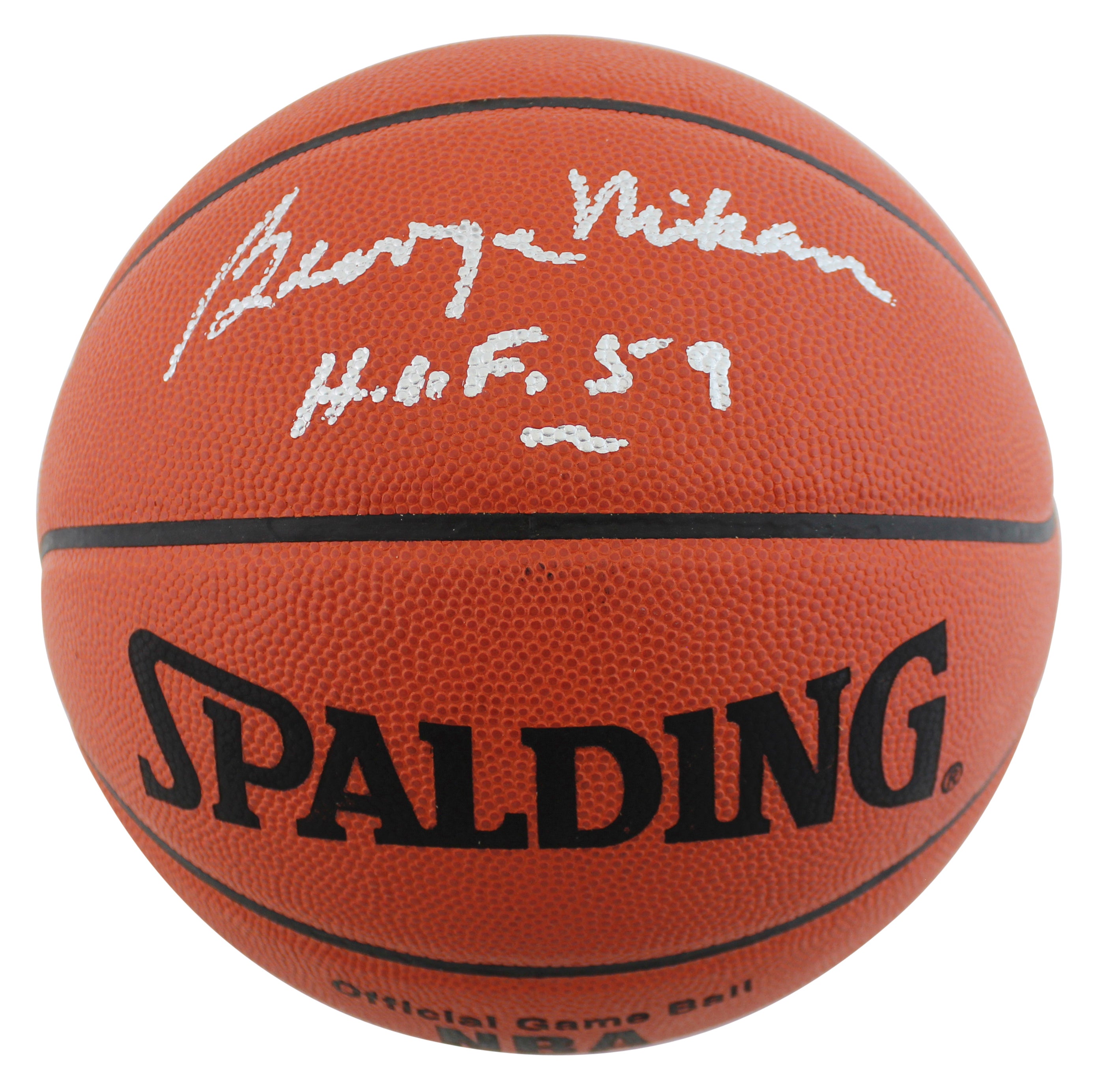 Lakers George Mikan HOF 59 Signed Spalding NBA Game Basketball Auto 10! BAS