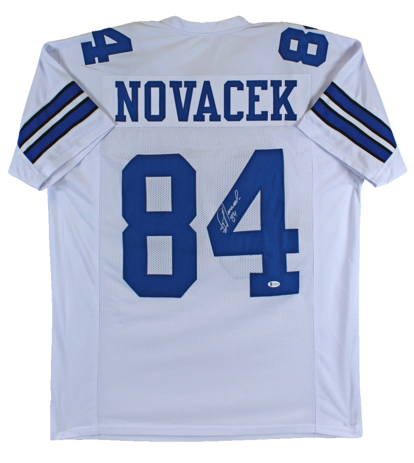 Jay Novacek Authentic Signed White Pro Style Jersey Autographed BAS Witnessed