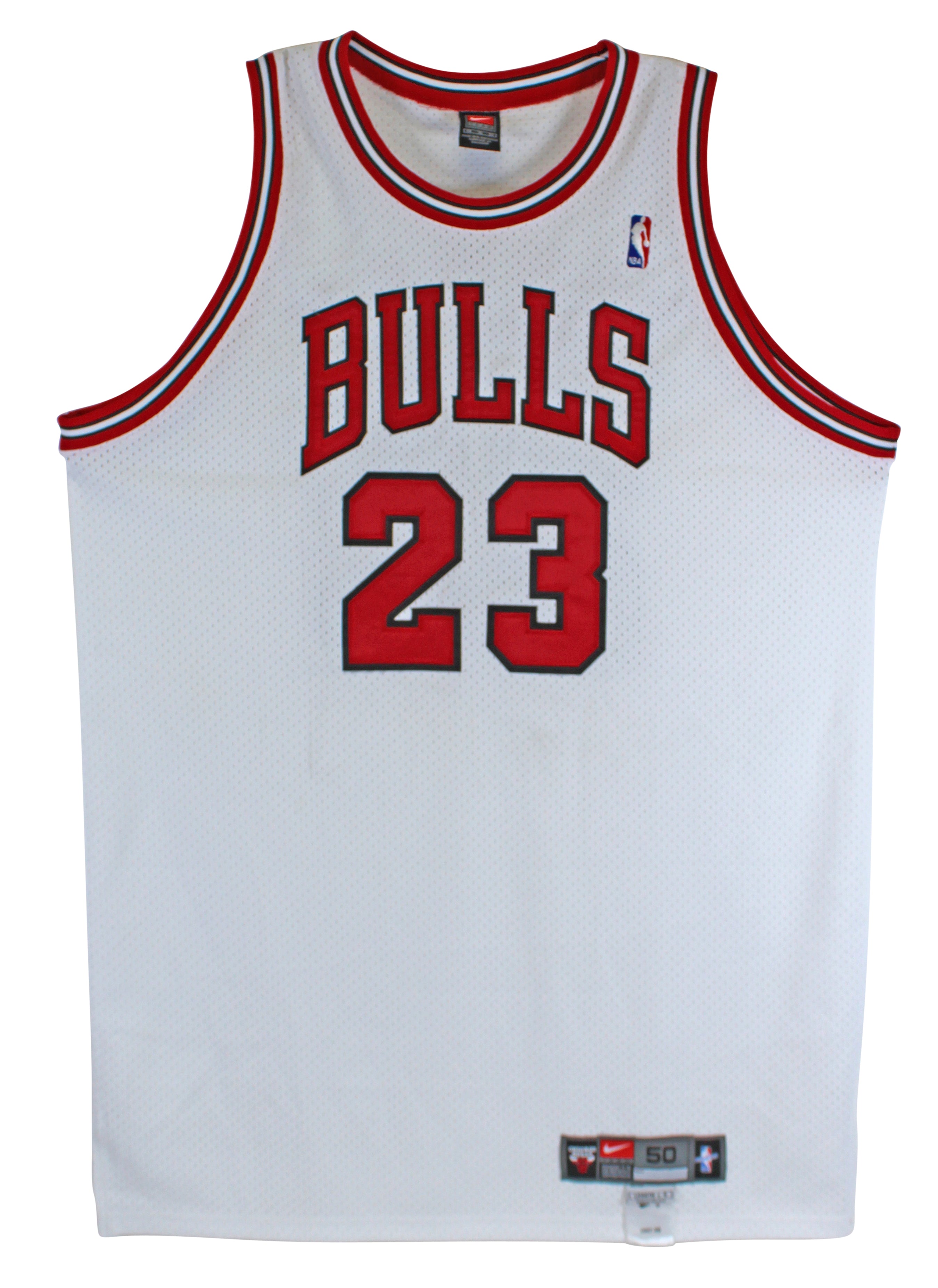 Bulls Michael Jordan Authentic Signed White Nike Size 50 Jersey UDA #BAH44504