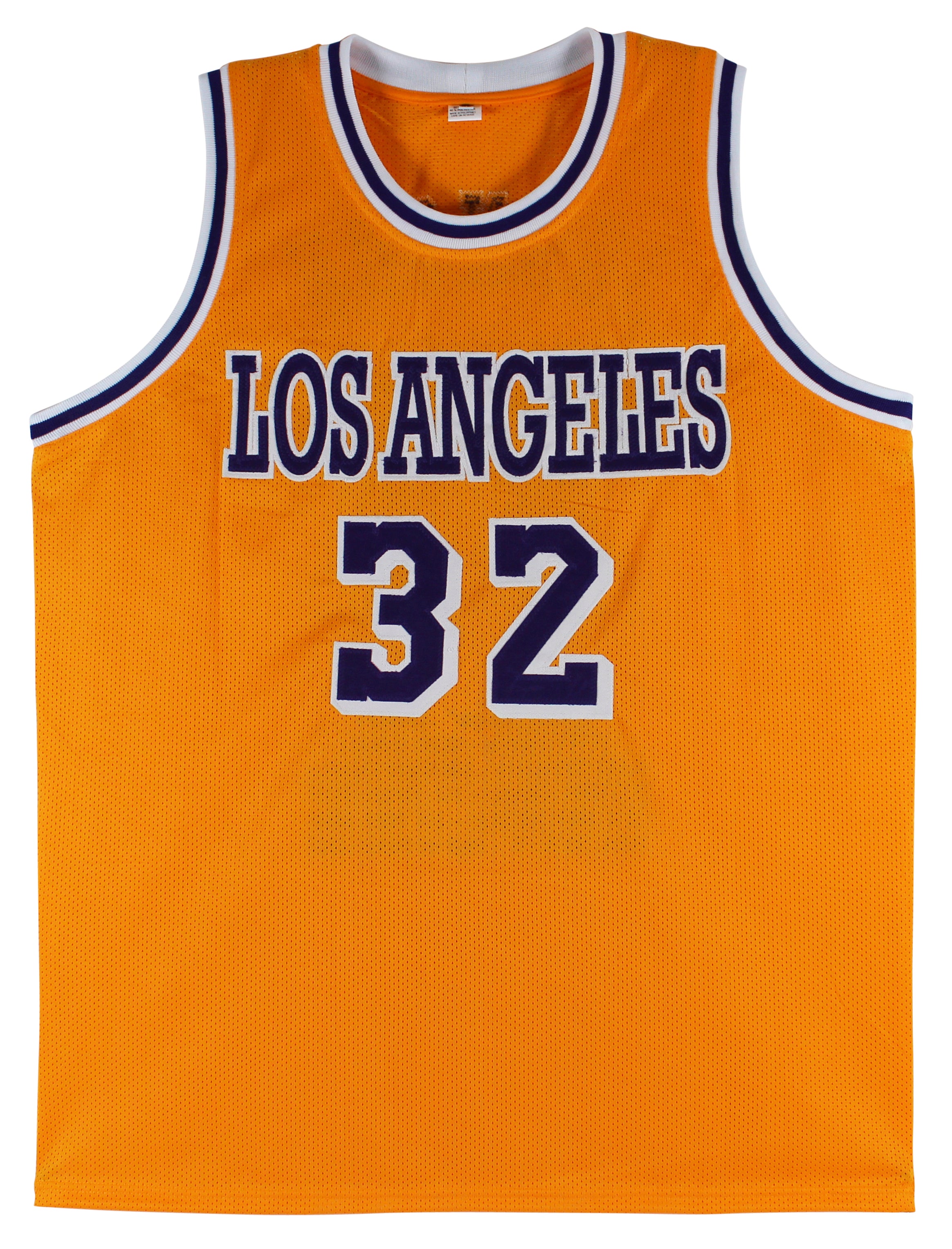 Magic Johnson Authentic Signed Yellow Pro Style Jersey w/ Stats BAS Witnessed