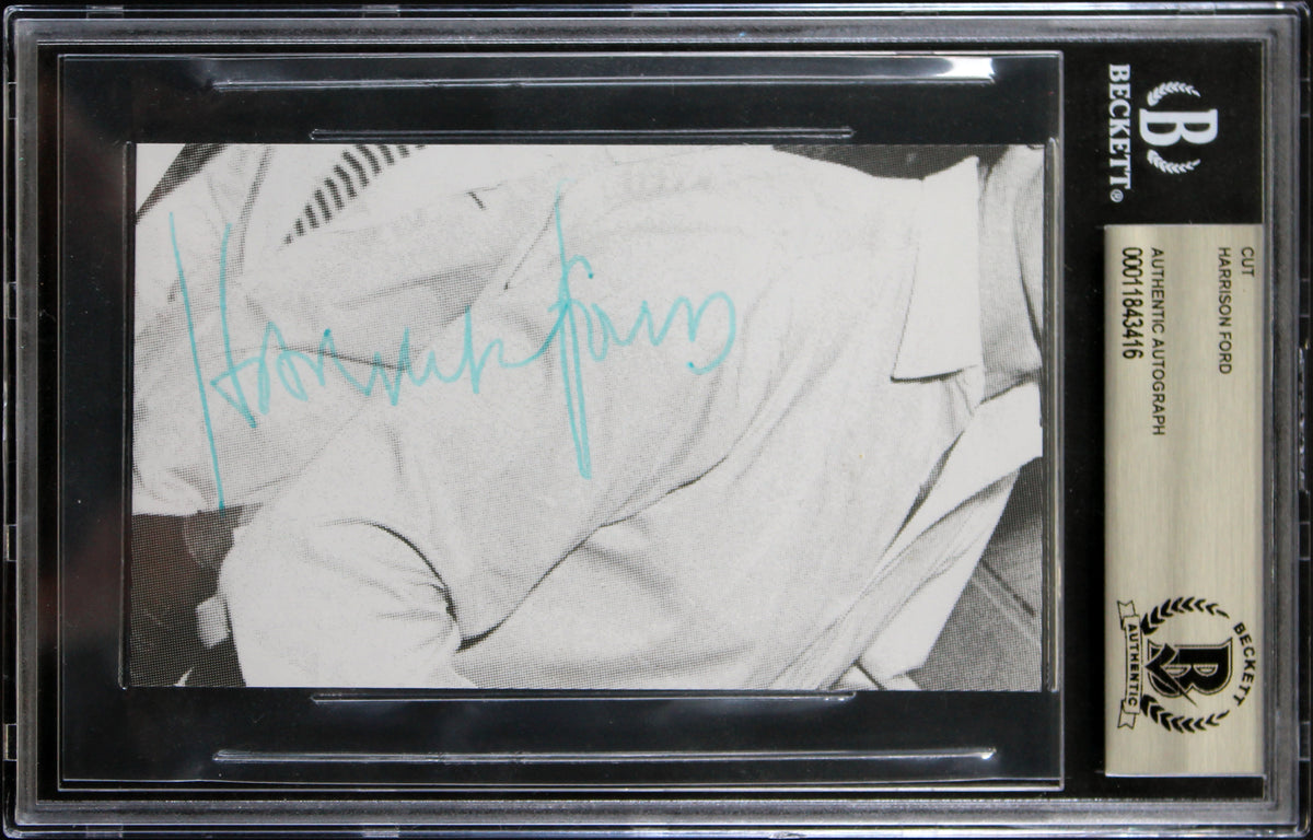 Harrison Ford Star Wars Authentic Signed 3x5 Cut Signature BAS Slabbed