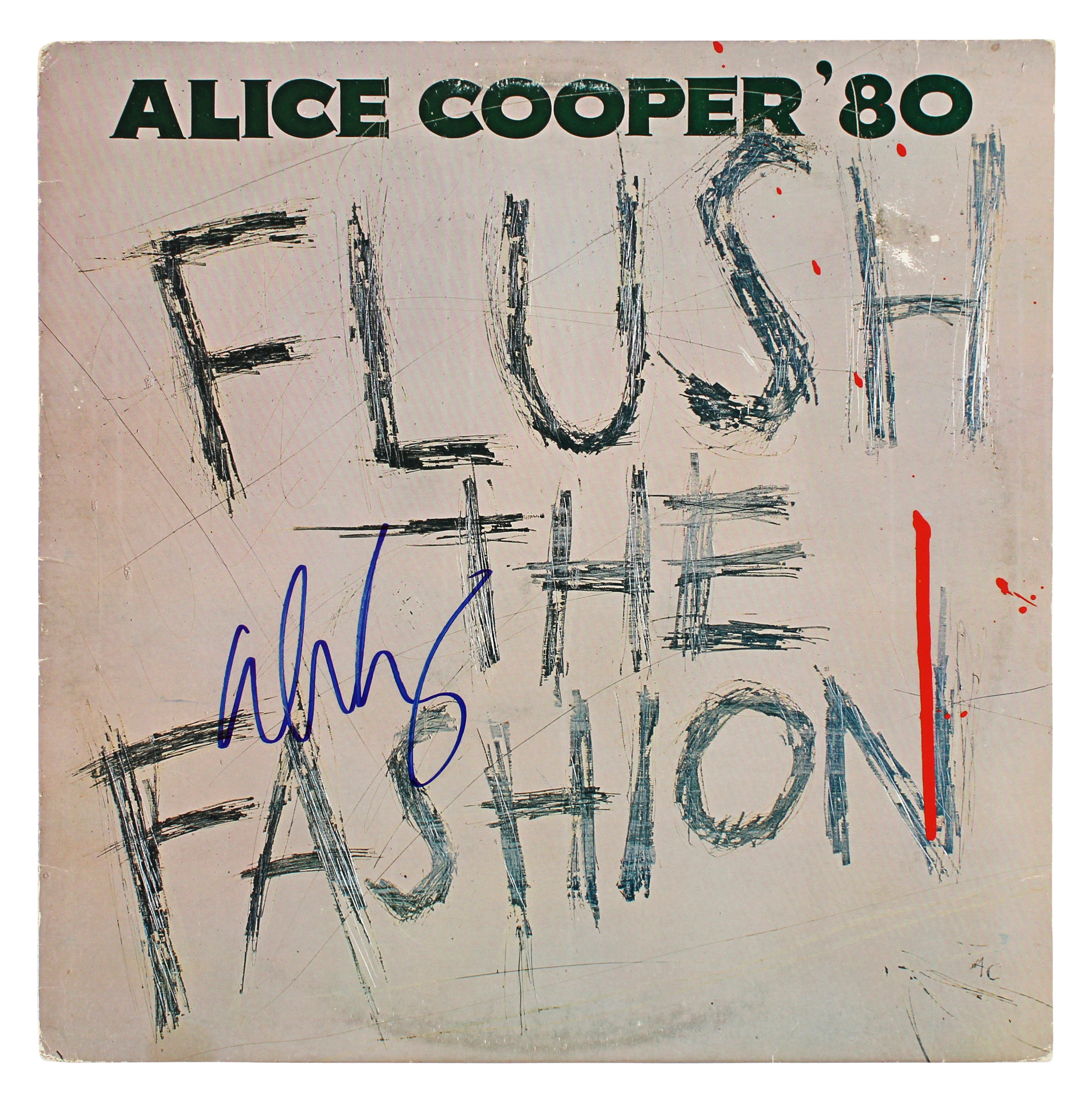 Alice Cooper Authentic Signed Flush The Fashion Album Cover BAS #BH44845