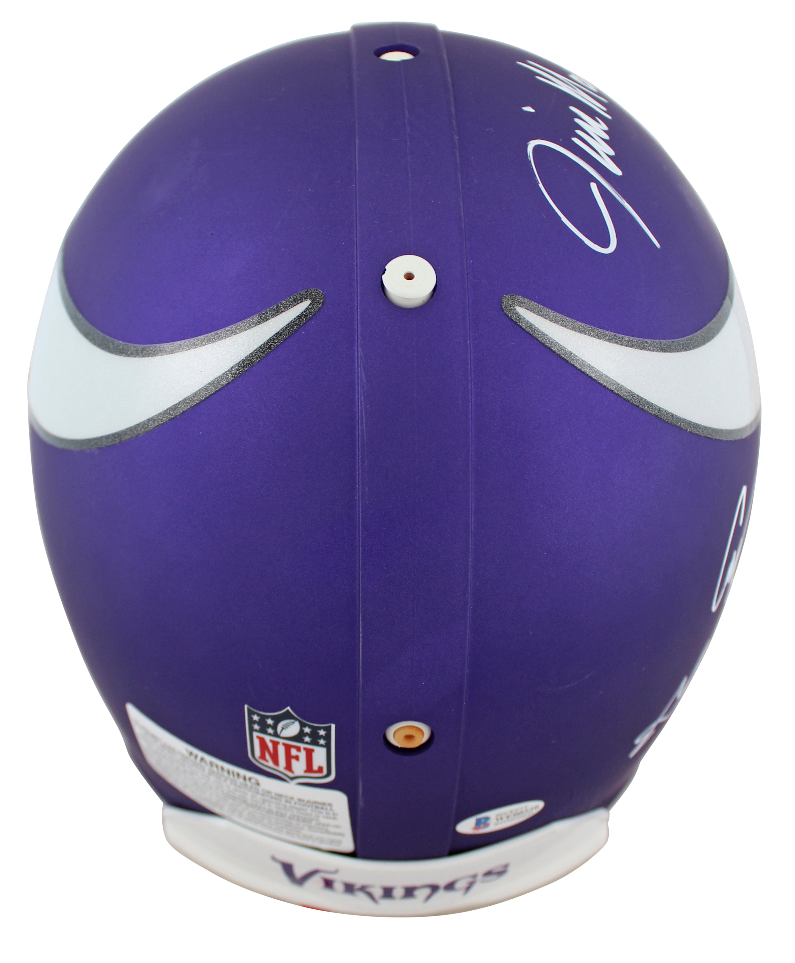 Vikings Purple People Eaters (4) Signed Full Size Proline Helmet BAS Witnessed