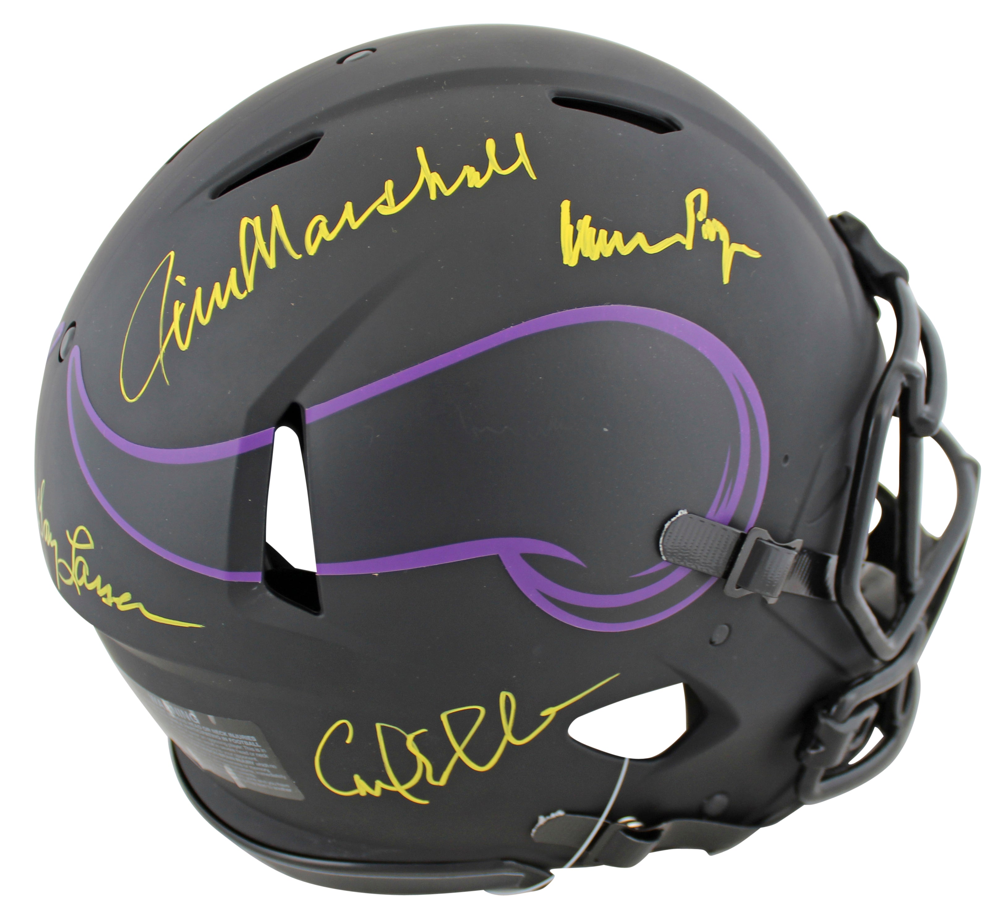 Vikings Purple People Eaters (4) Signed Eclipse F/S Speed Proline Helmet BAS
