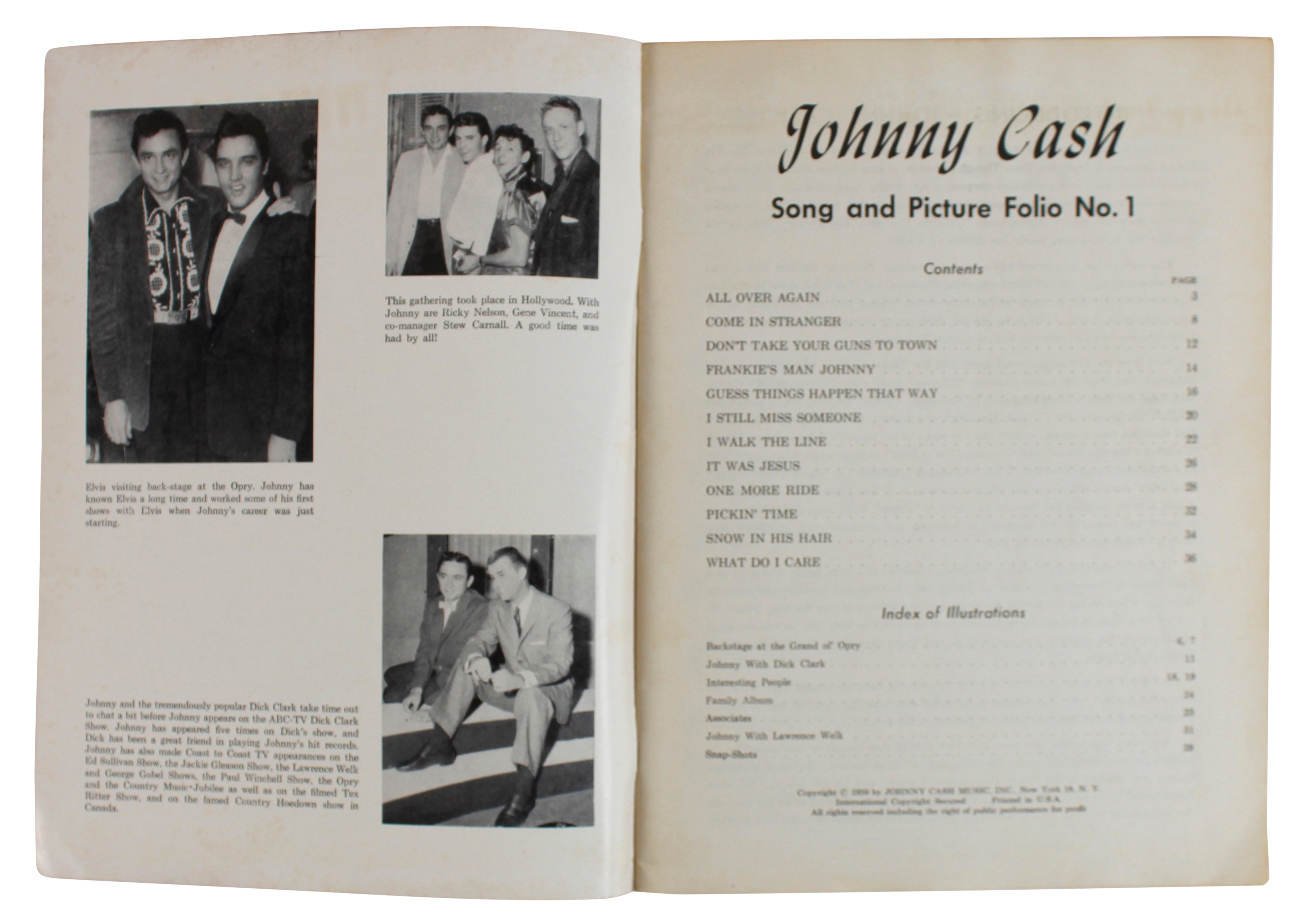 Johnny Cash Authentic Signed Song And Picture Folio No. 1 Book BAS #AB77854