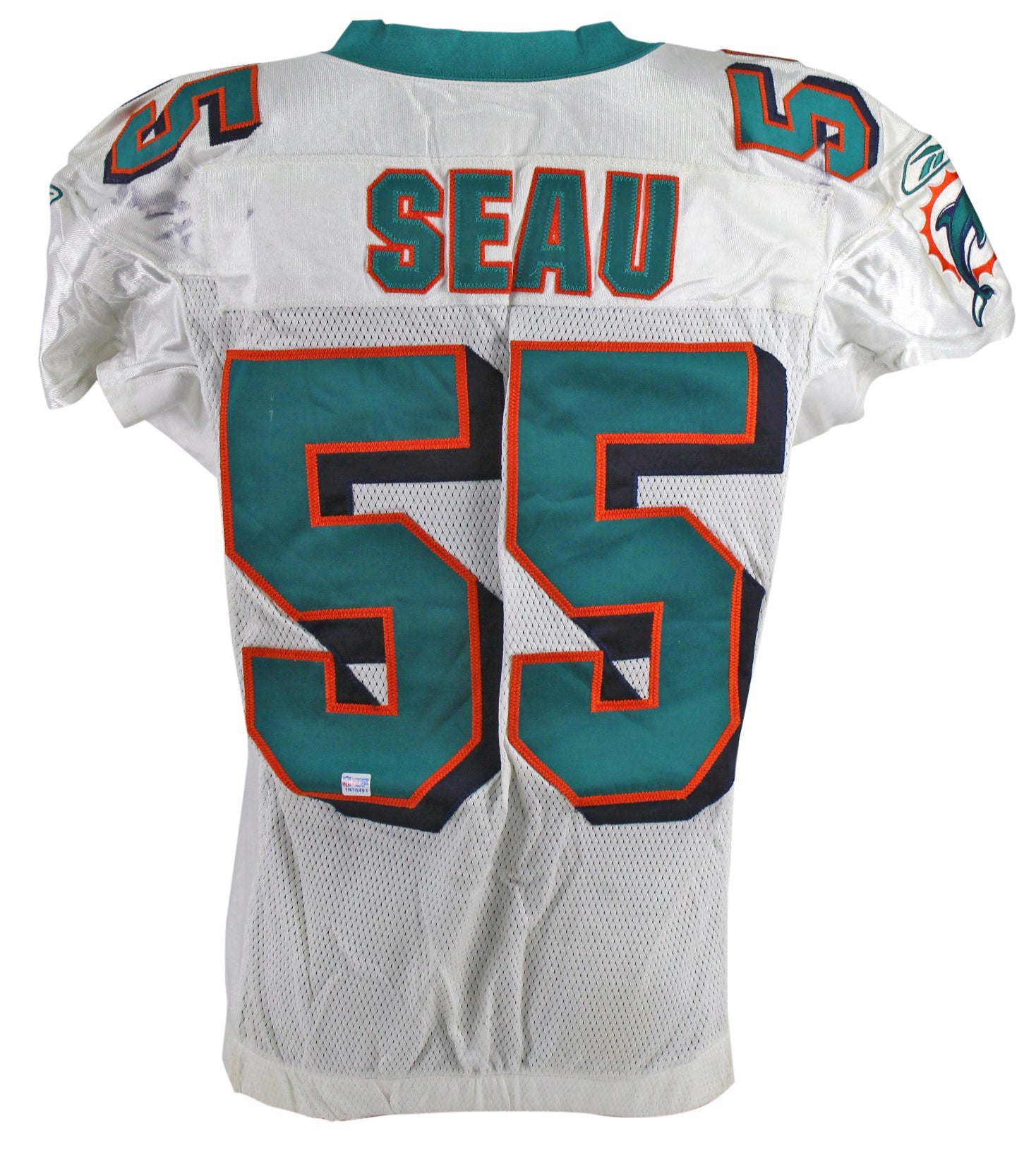 Dolphins Junior Seau Authentic 2004 Game Used Reebok Road Jersey Mears & PSA/DNA