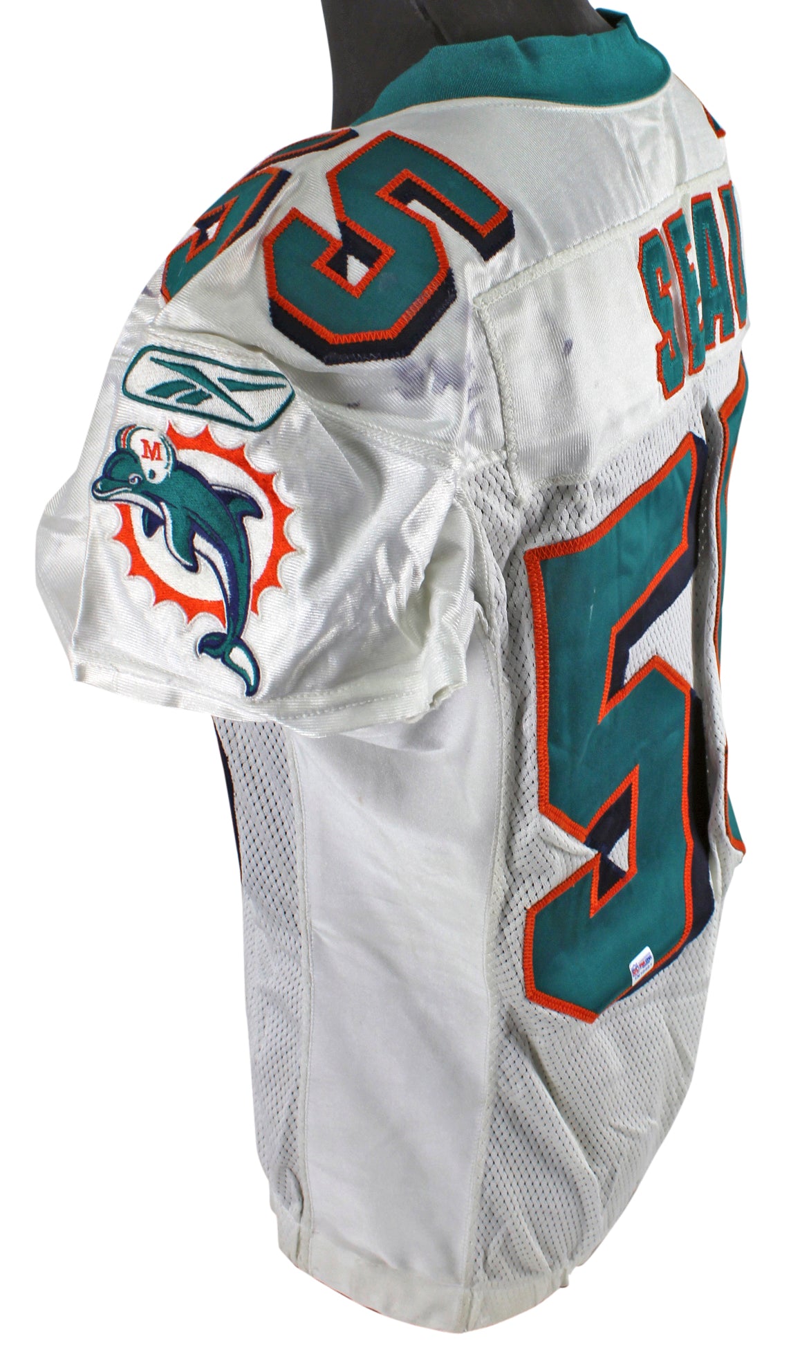 Dolphins Junior Seau Authentic 2004 Game Used Reebok Road Jersey Mears & PSA/DNA