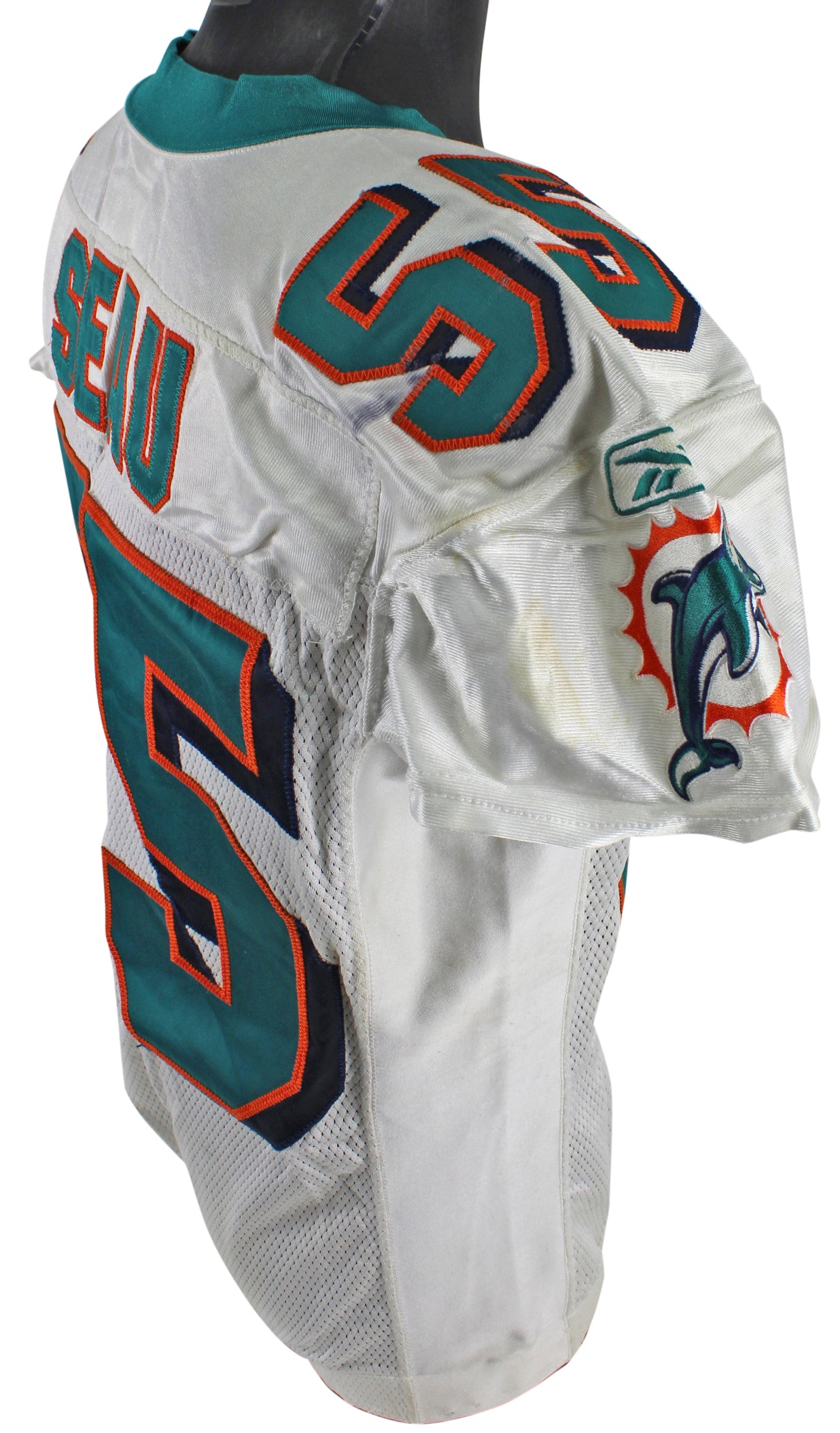 Dolphins Junior Seau Authentic 2004 Game Used Reebok Road Jersey Mears & PSA/DNA