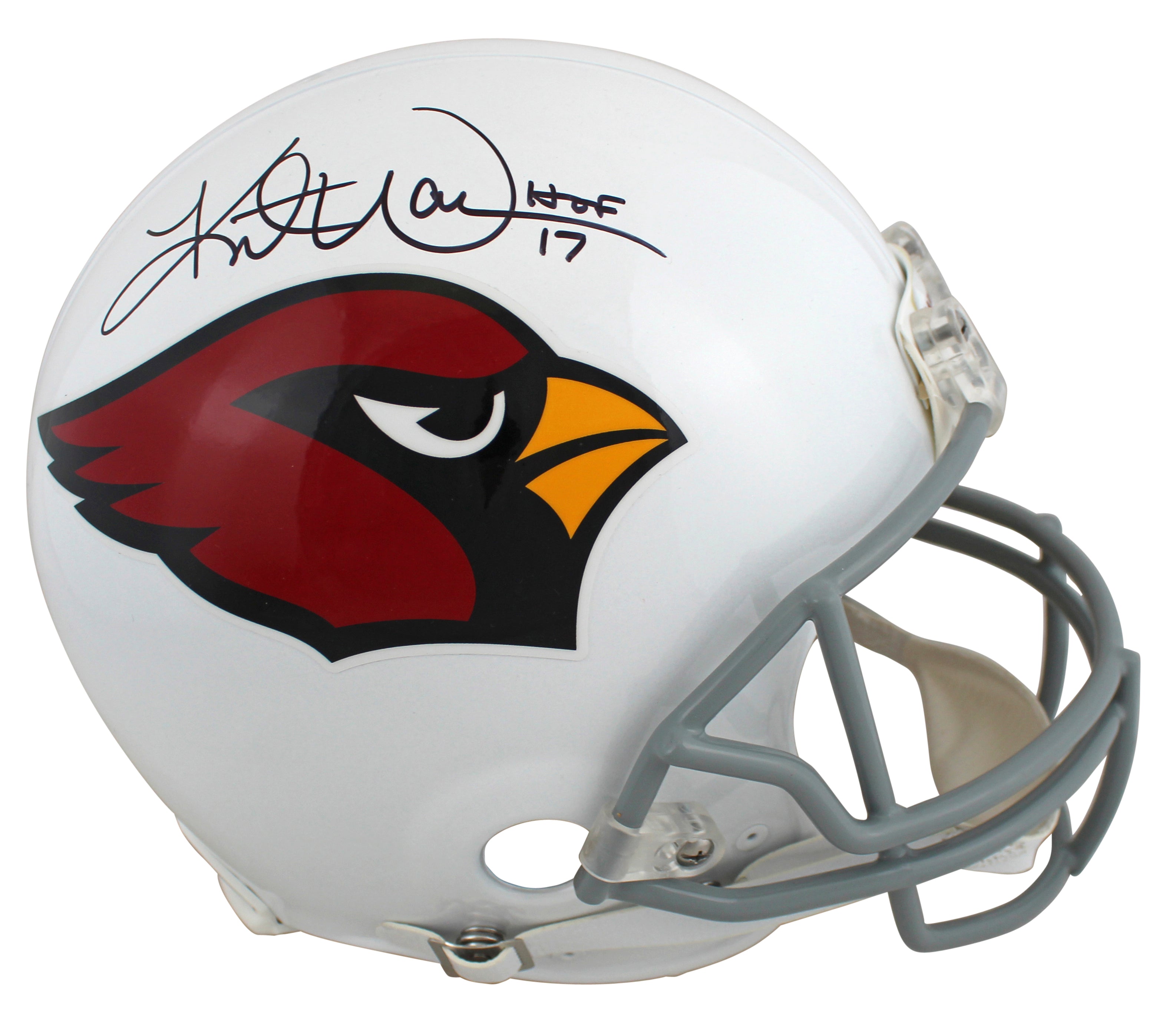 Cardinals Kurt Warner "HOF 17" Signed Full Size Proline Helmet BAS Witnessed