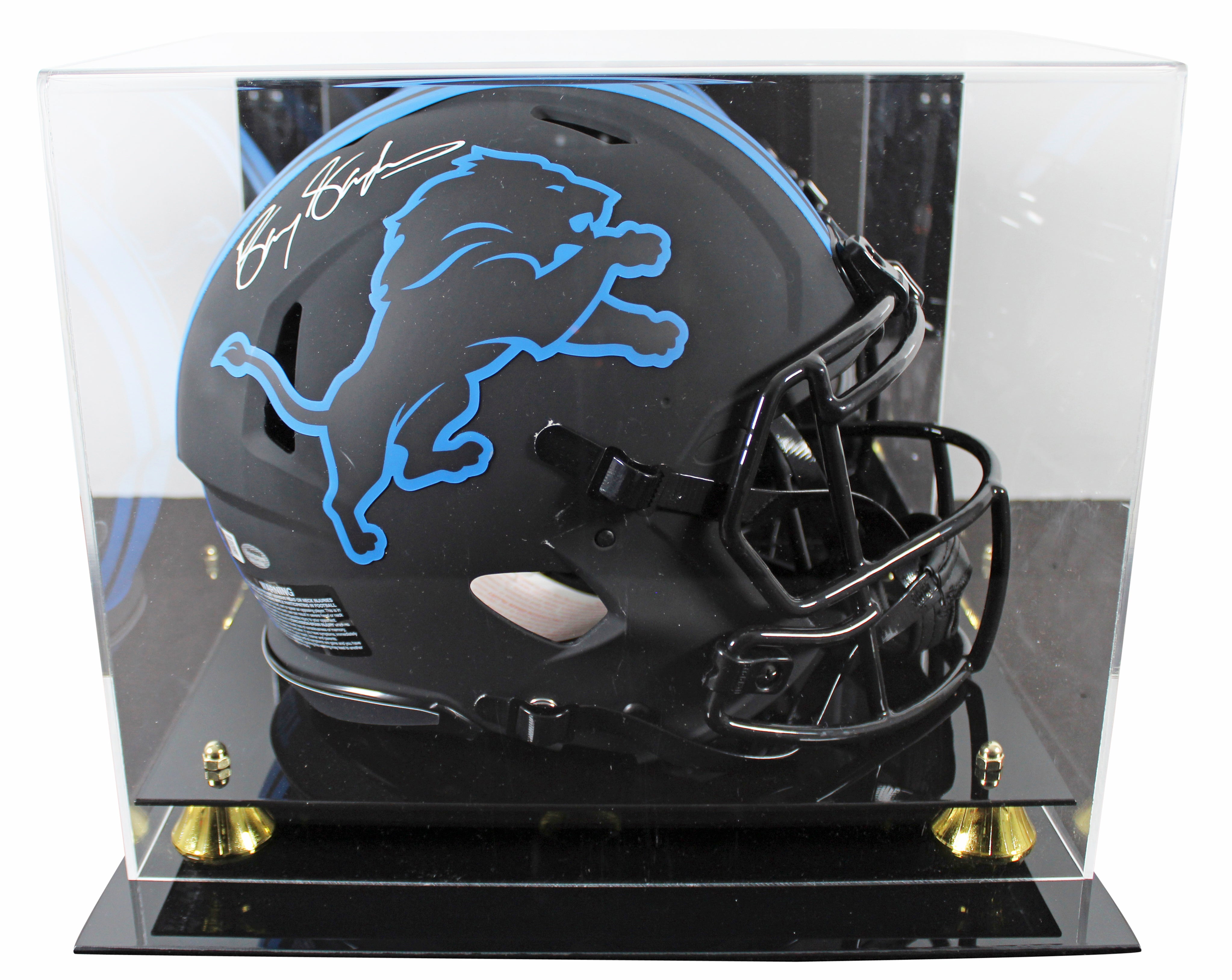 Lions Barry Sanders Signed Eclipse F/S Speed Proline Helmet W/ Case BAS Witness