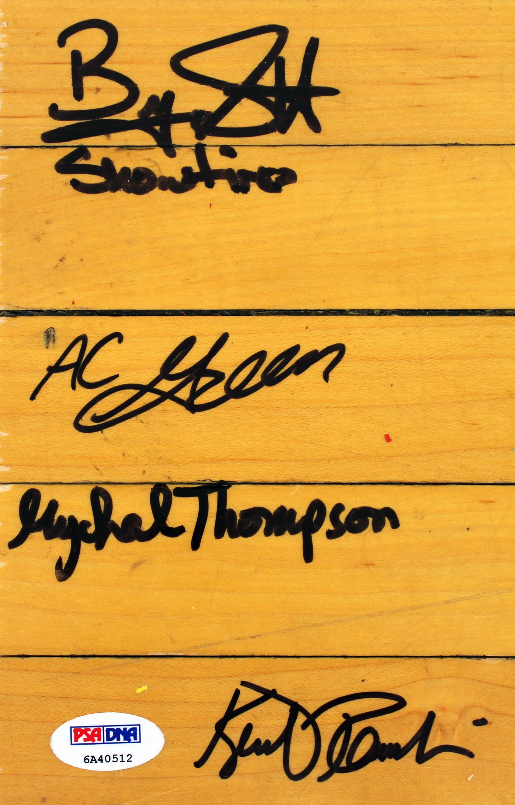Showtime Lakers (8) Magic, Kareem +6 Signed 8x10 Forum Floorboard PSA & BAS 2