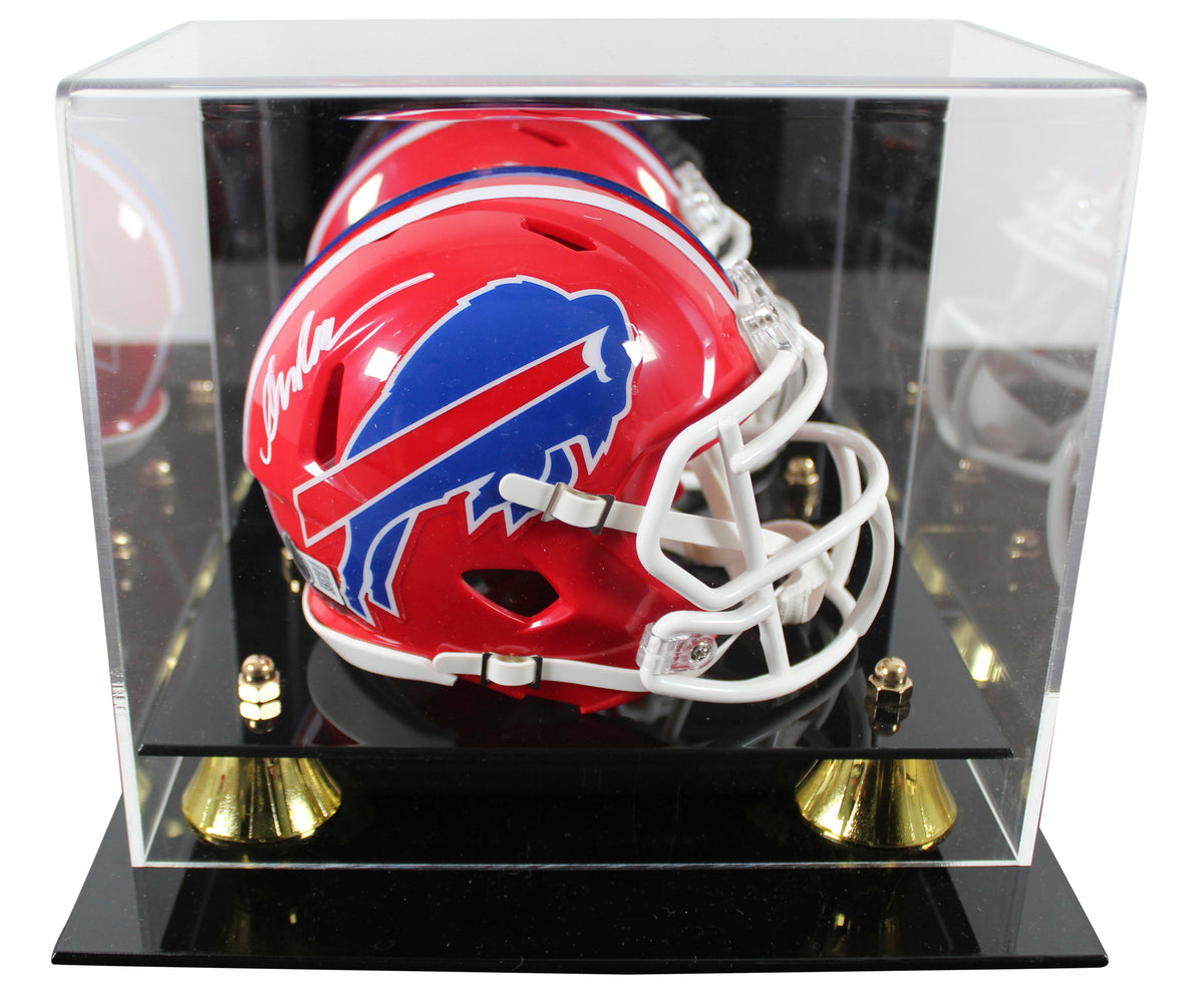 Bills Andre Reed Signed 1987-01 TB Speed Mini Helmet W/ Case BAS Witnessed