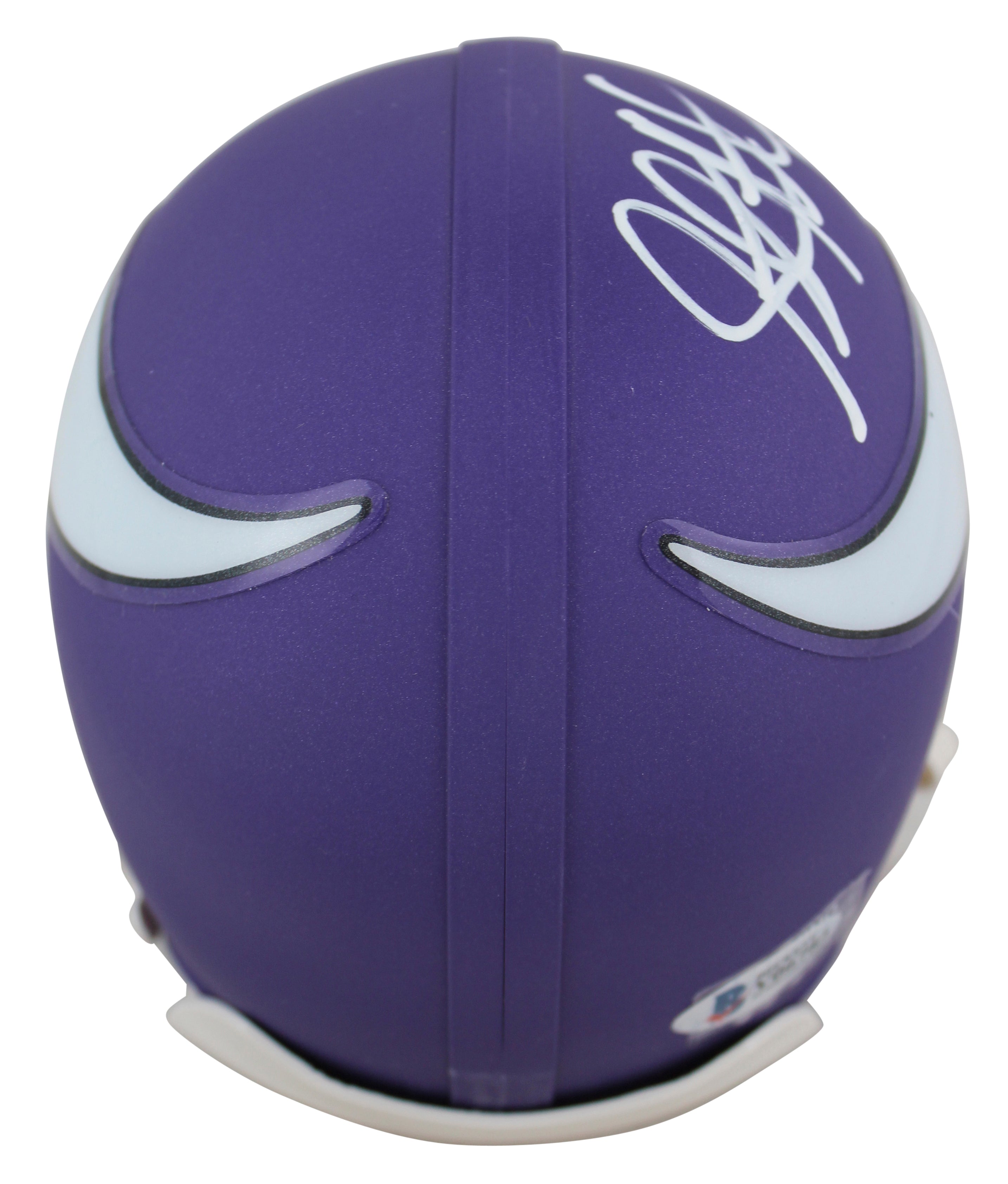 Vikings Steve Hutchinson "HOF 2020" Signed Purple Rep Mini Helmet BAS