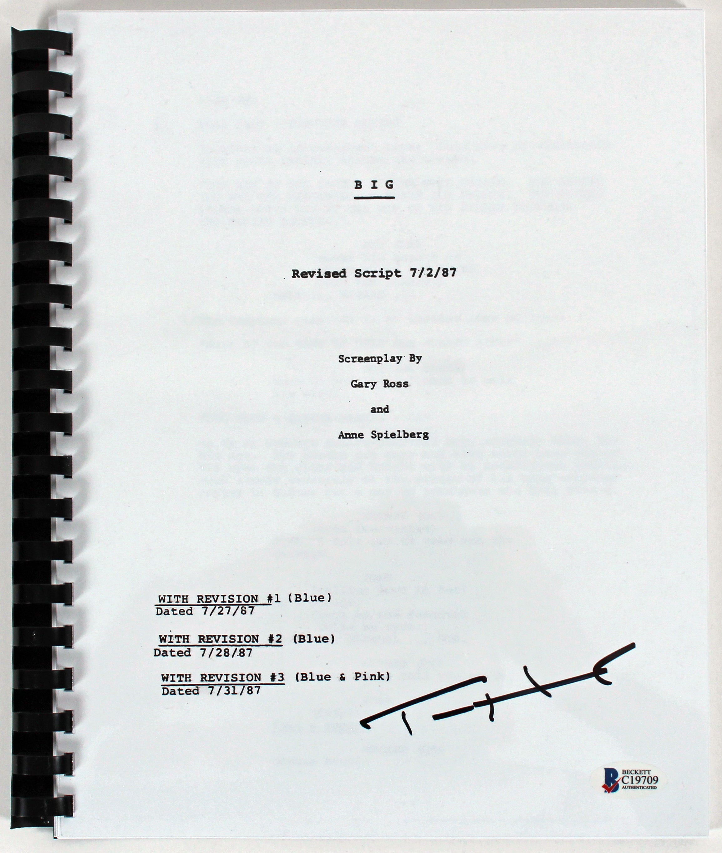 Tom Hanks Big Authentic Signed Replica Movie Script Autographed BAS #C19709