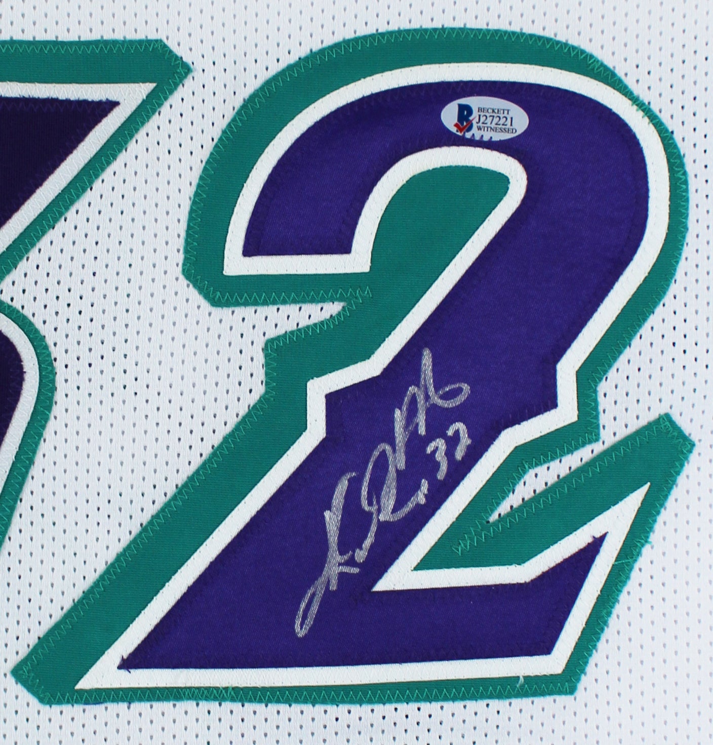 Karl Malone Authentic Signed White Pro Style Jersey Autographed BAS Witnessed