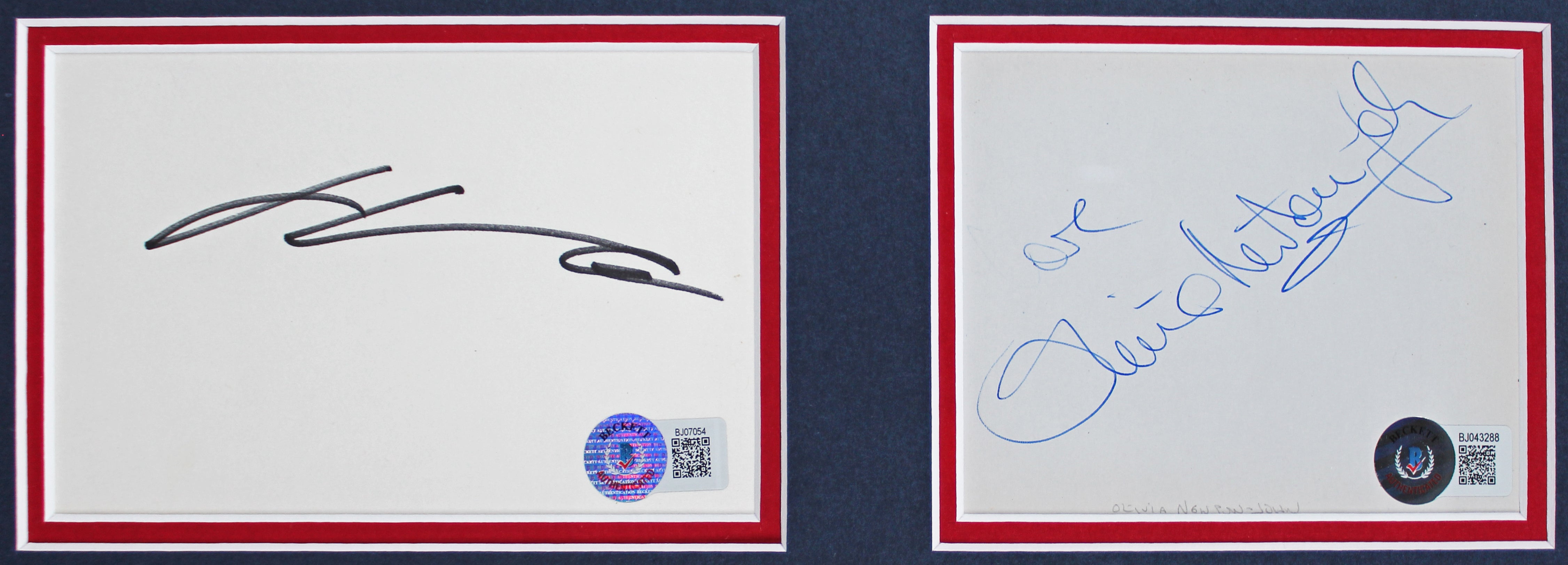 John Travolta & Olivia Newton John Grease Authentic Signed Framed Display BAS 1