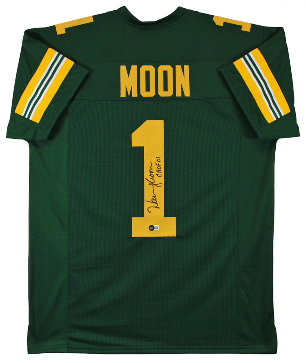 Warren Moon CFL "CHOF 01" Authentic Signed Green Pro Style Jersey BAS Witnessed