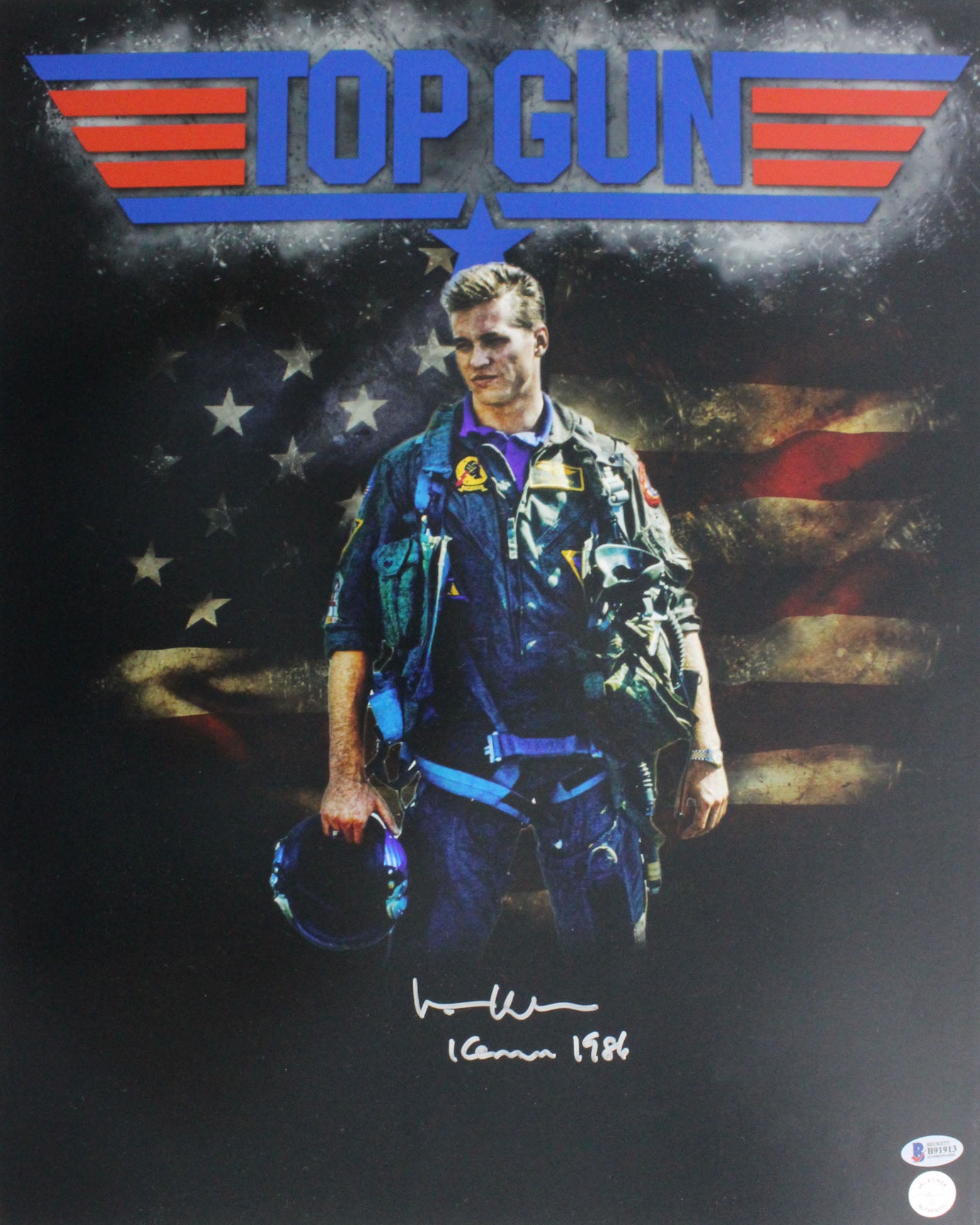 Val Kilmer Top Gun "Iceman 1986" Authentic Signed 16x20 Photo BAS #B91913