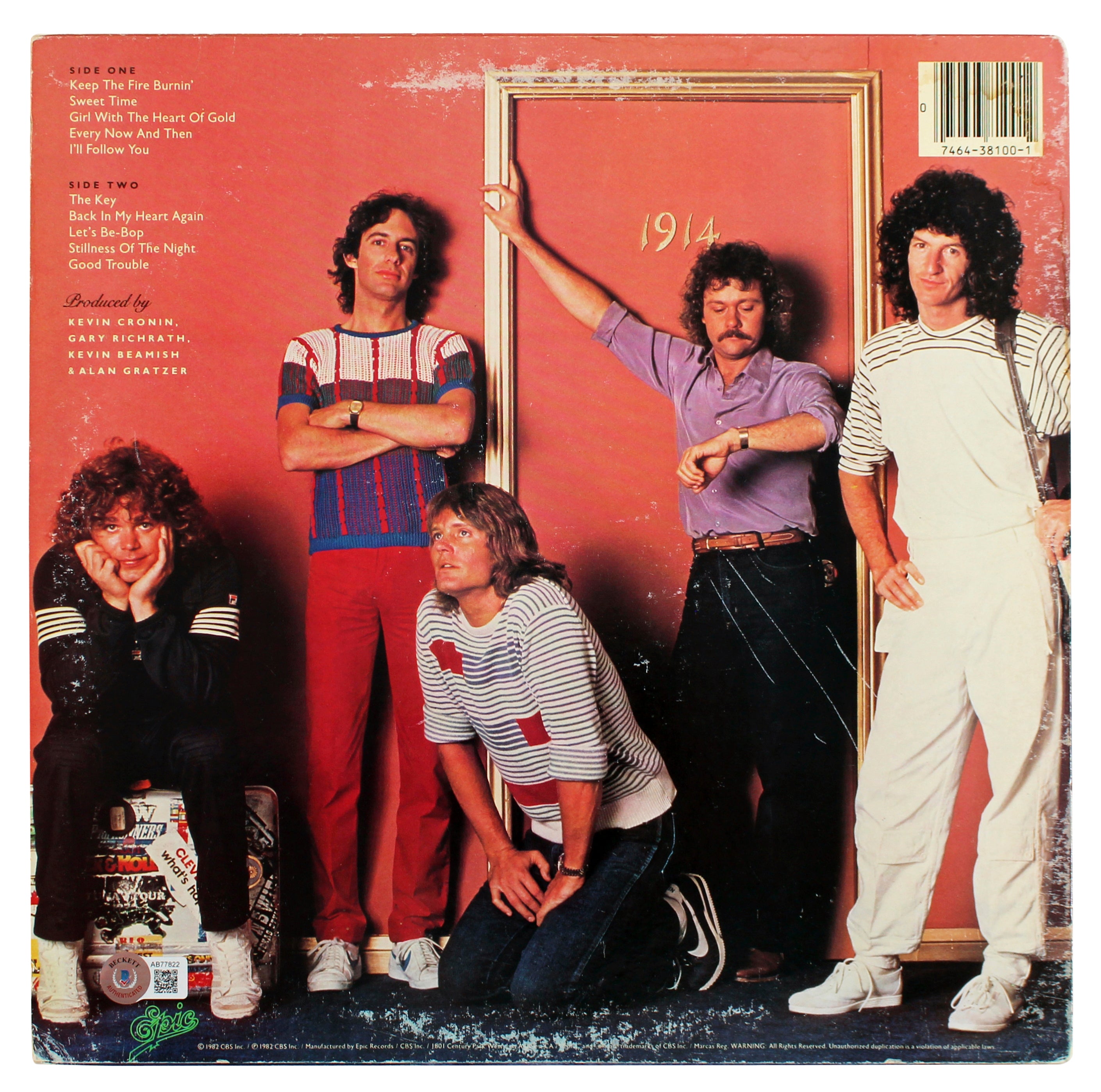 REO Speedwagon (3) Hall, Cronin & Doughty Signed Album Cover BAS #AB77822
