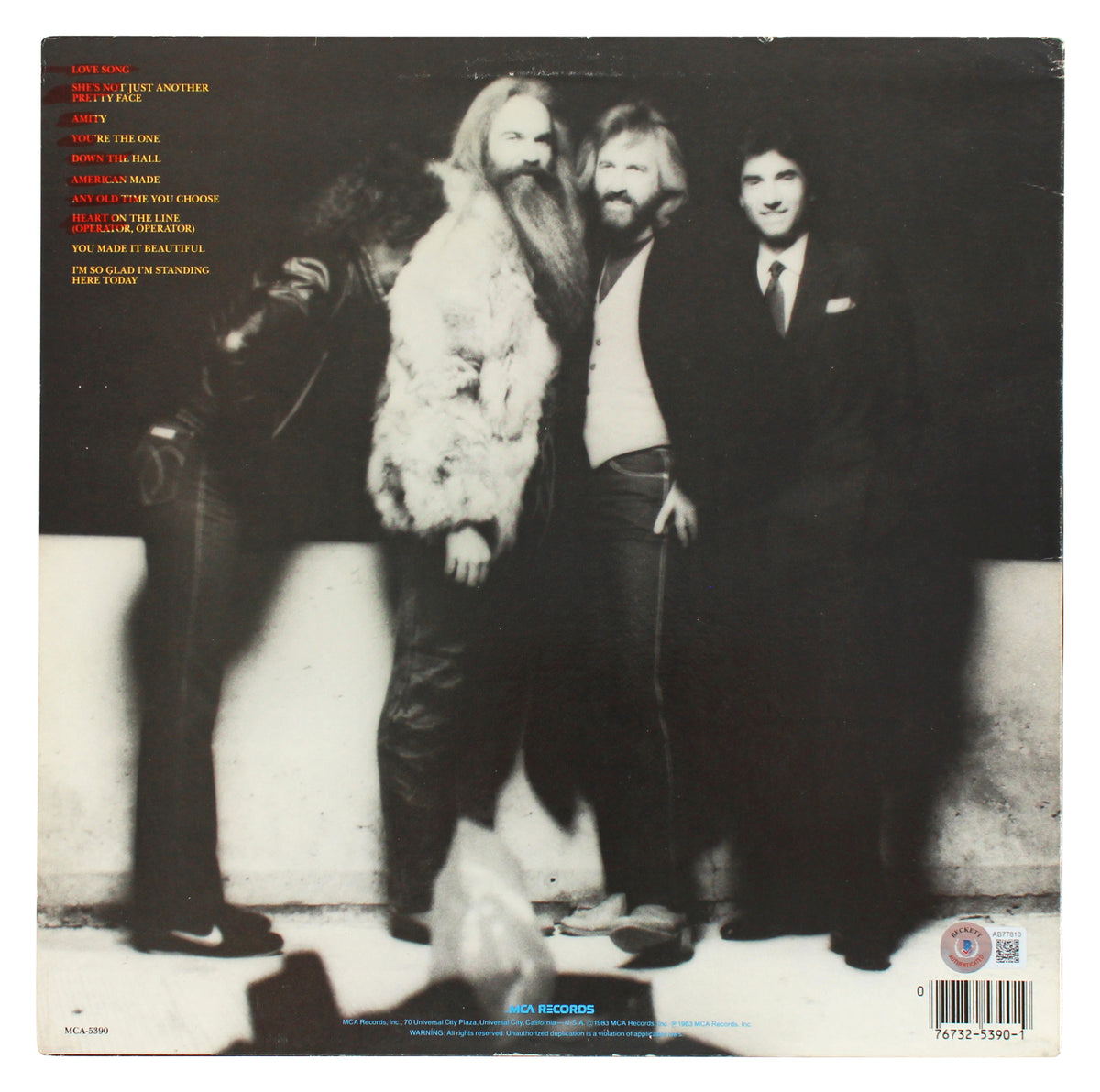Oak Ridge Boys (4) Golden, Sterban, Bonsall + 1 Signed Album Cover BAS #AB77810