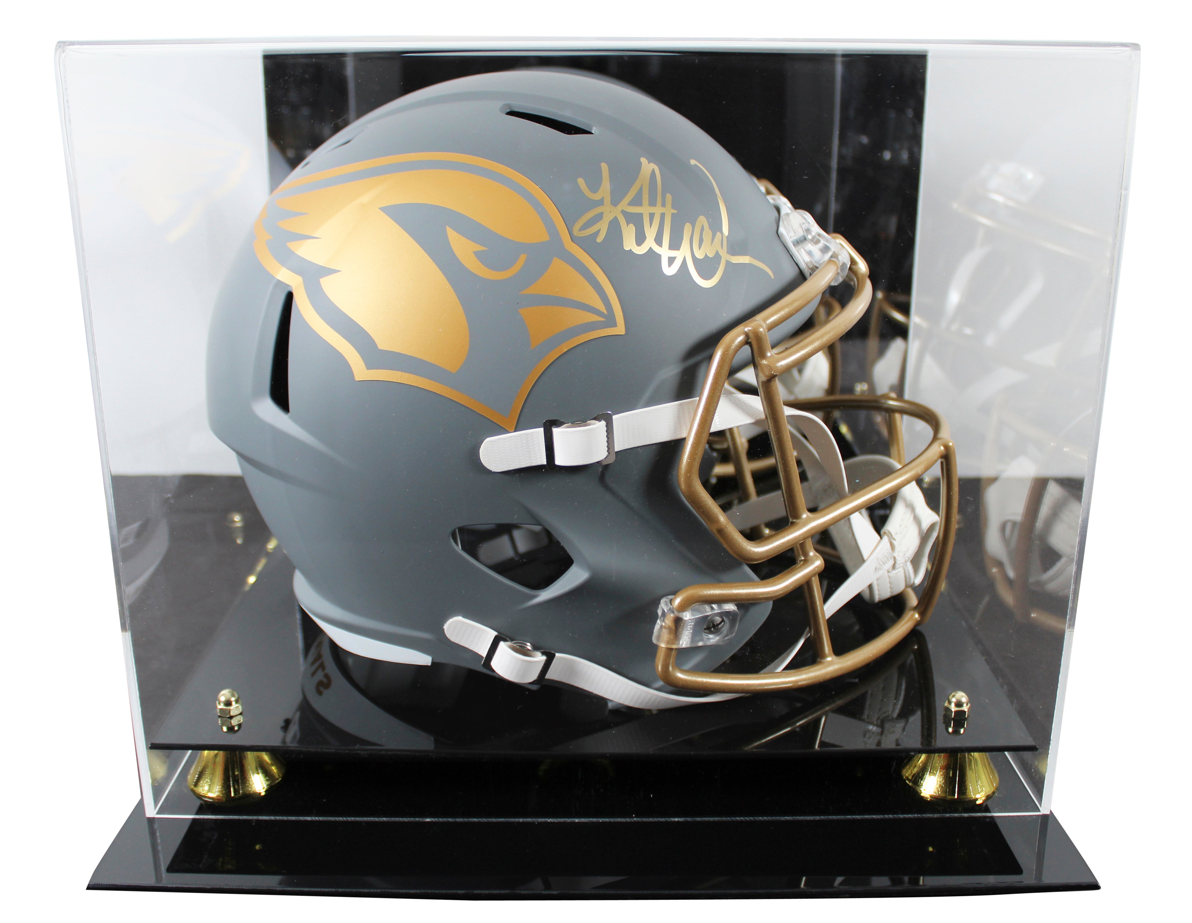 Cardinals Kurt Warner Signed Slate Full Size Speed Rep Helmet W/ Case BAS Wit