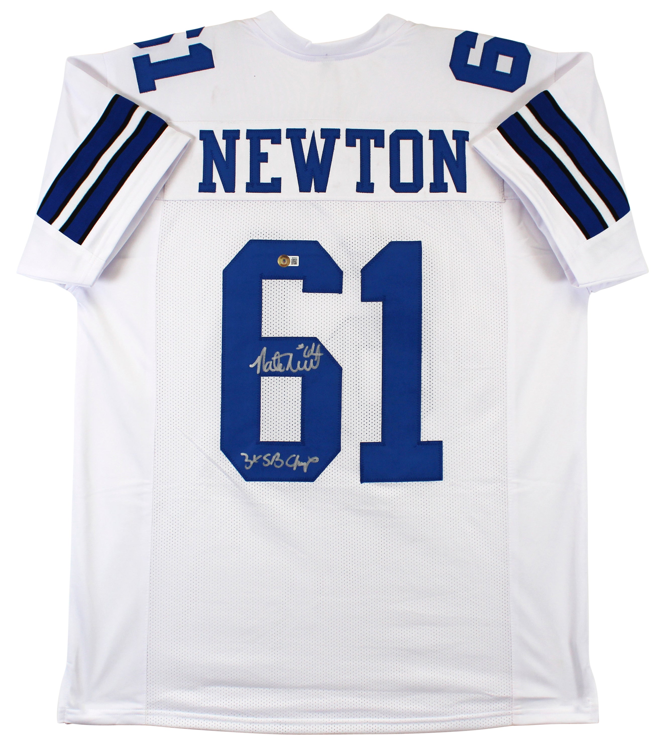 Nate Newton Authentic Signed White Pro Style Jersey Autographed BAS Witnessed