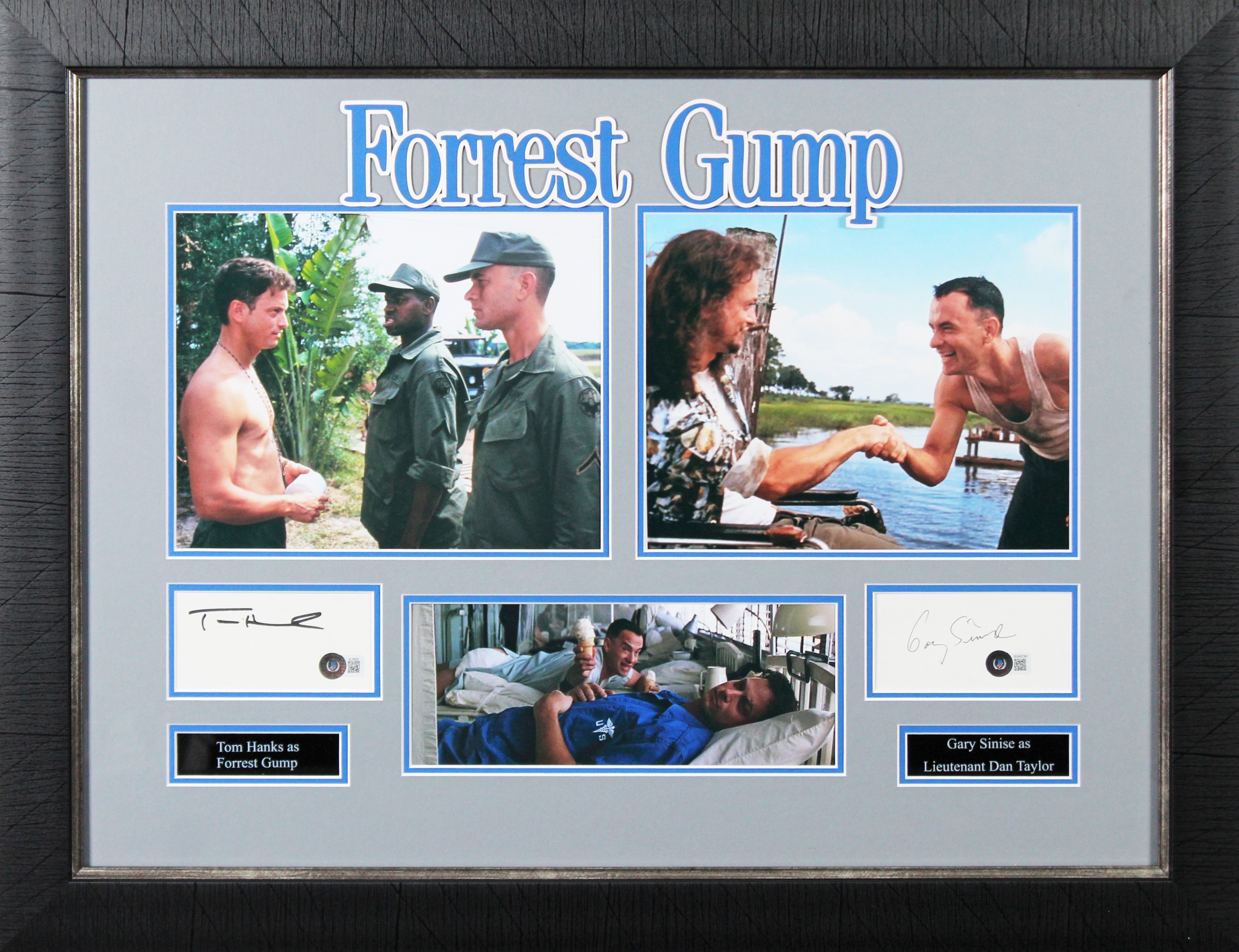 Tom Hanks & Gary Sinise Forrest Gump Signed 3x5 Index Card Framed Display BAS