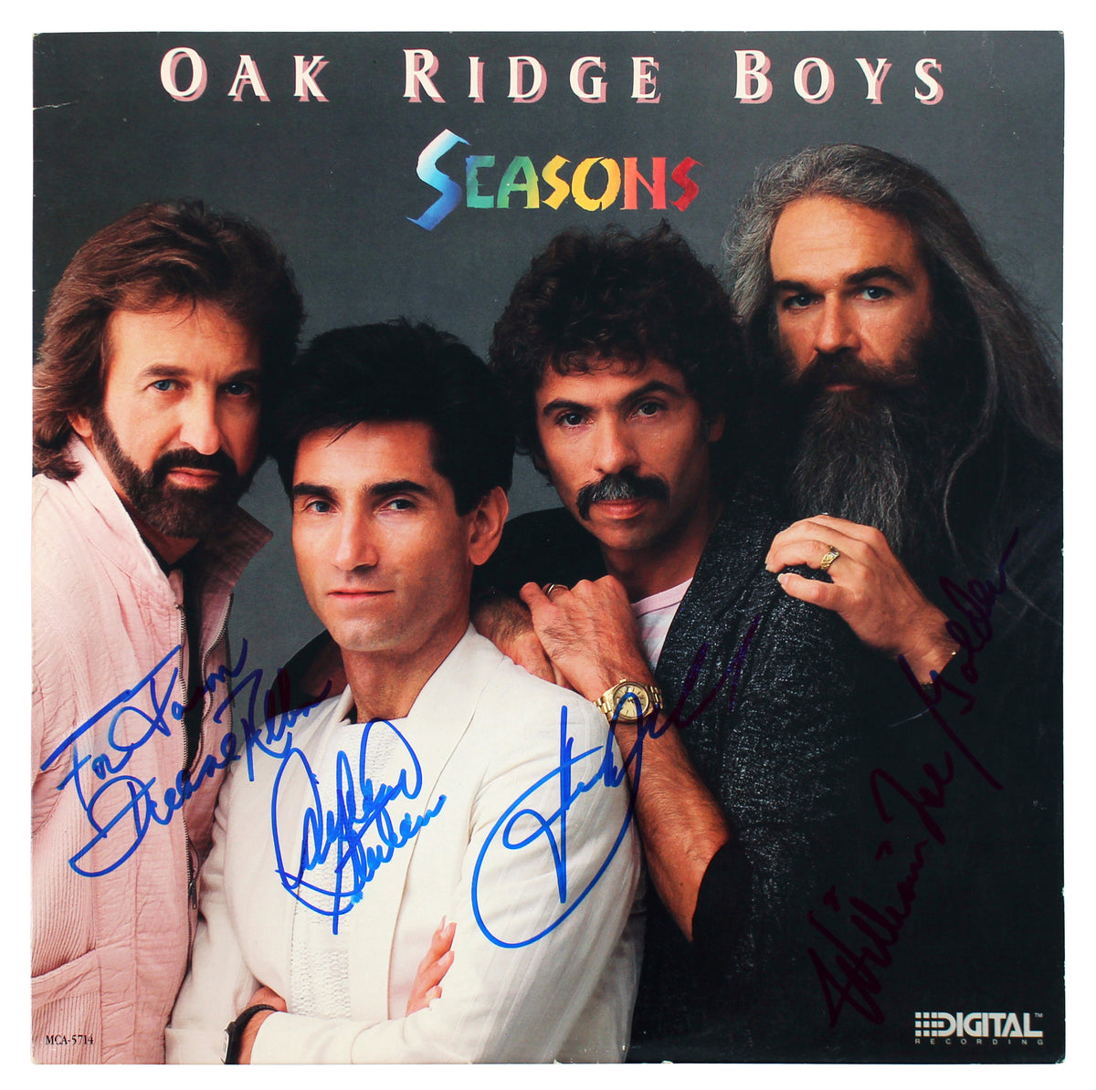 Oak Ridge Boys (4) Golden, Sterban, Bonsall + 1 Signed Album Cover BAS #AB77922