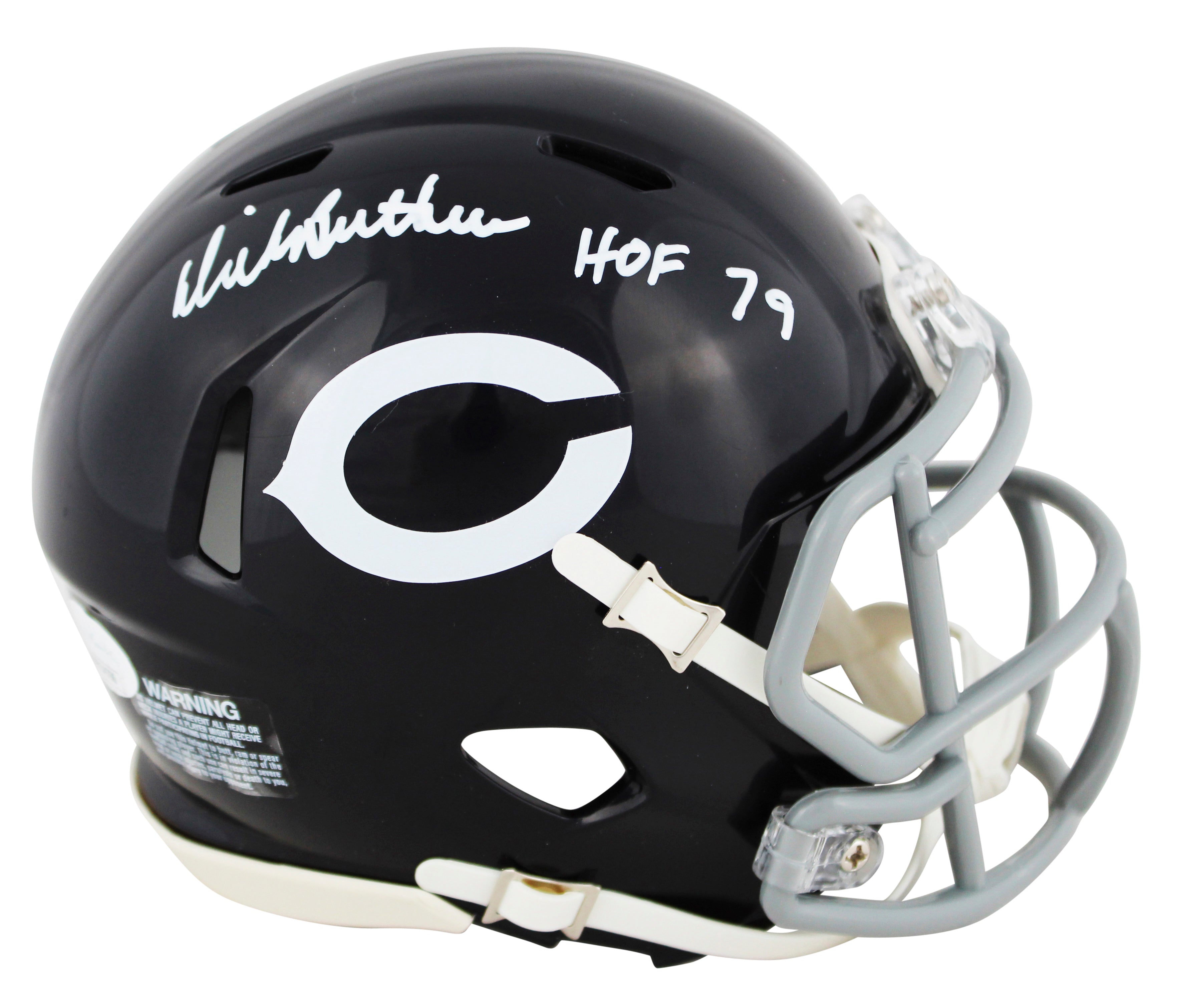 Bears Dick Butkus "HOF 79" Signed 62-73 Throwback Speed Mini Helmet JSA Witness