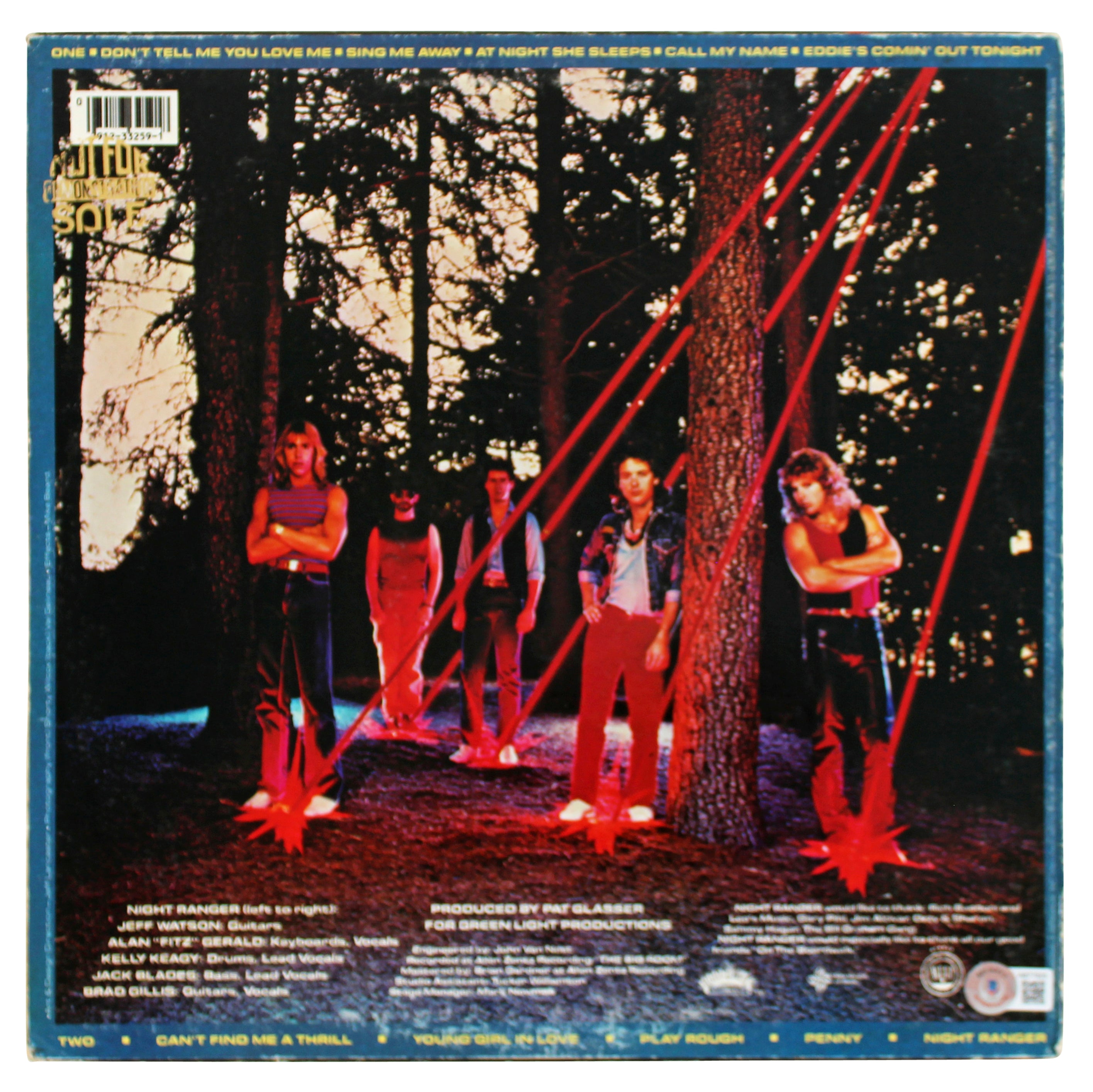 Night Ranger (3) Blades, Gills & Kelli Authentic Signed Album Cover BAS #AB77925