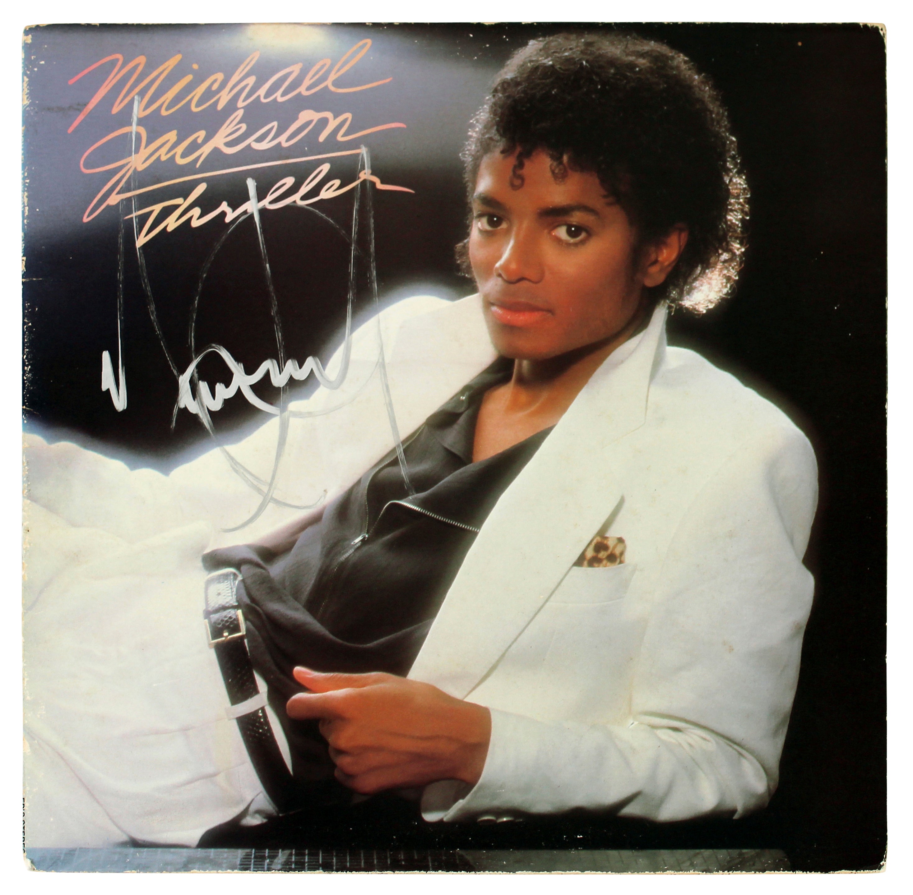 Michael Jackson Authentic Signed Thriller Album Cover Autographed BAS #AC74376