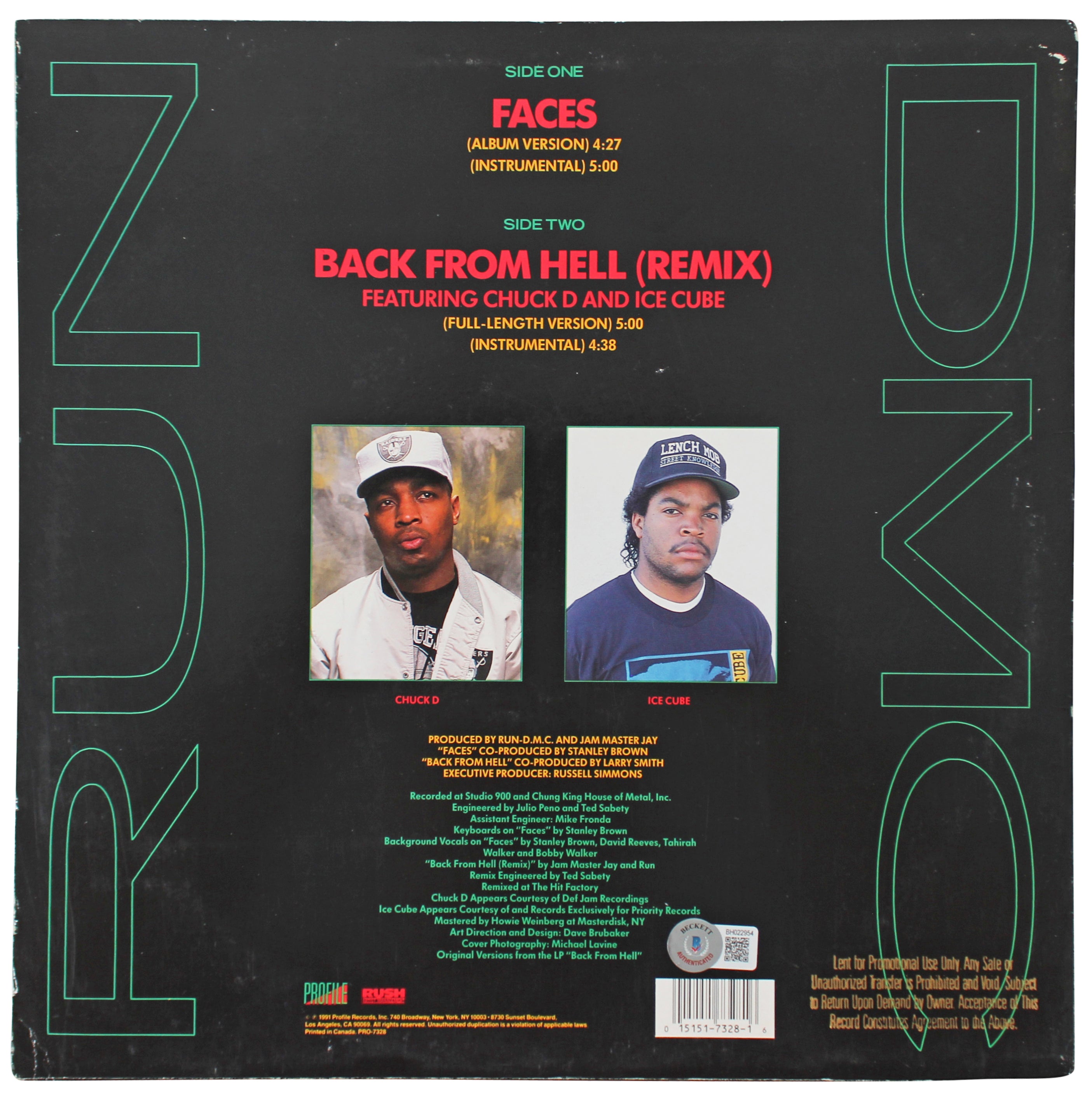 Darryl McDaniels Run DMC Signed Back From Hell Album Cover BAS #BH022954
