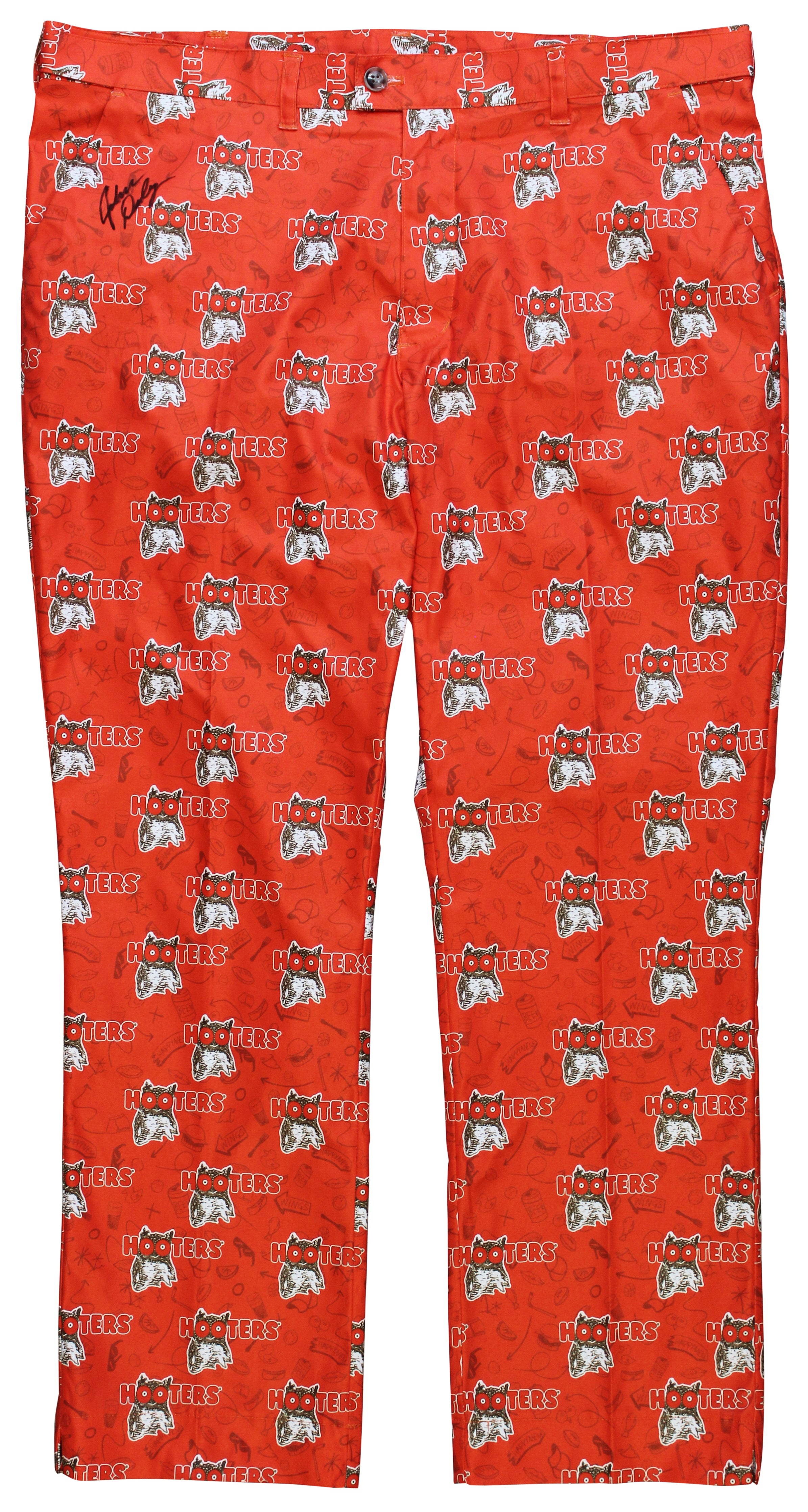 John Daly Signed Match Worn & Photo Matched Orange Hooters Pants BAS #BH00374