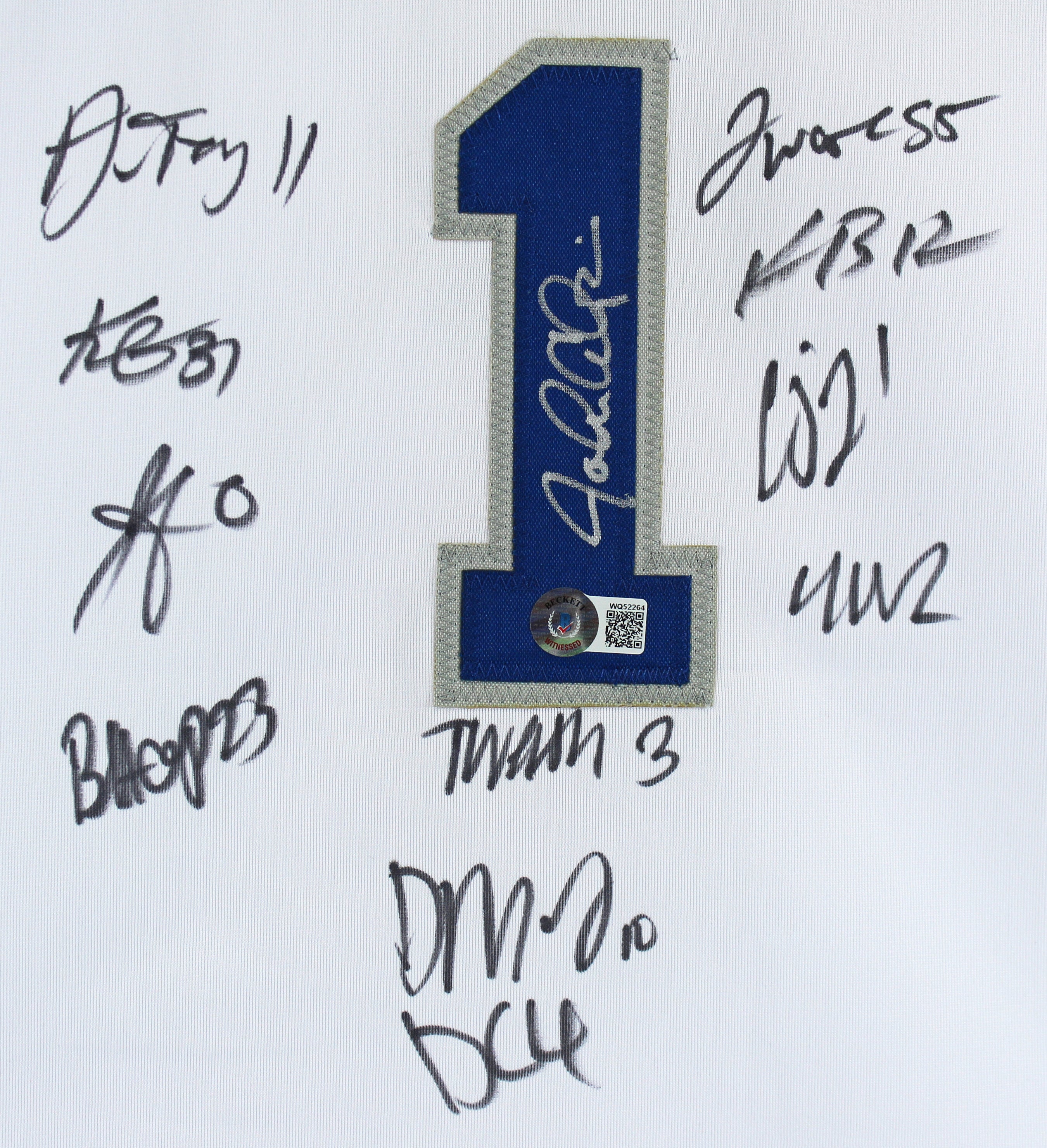 Kentucky (12) Calipari, Washington Collins Signed White Pro Style Jersey BAS Wit