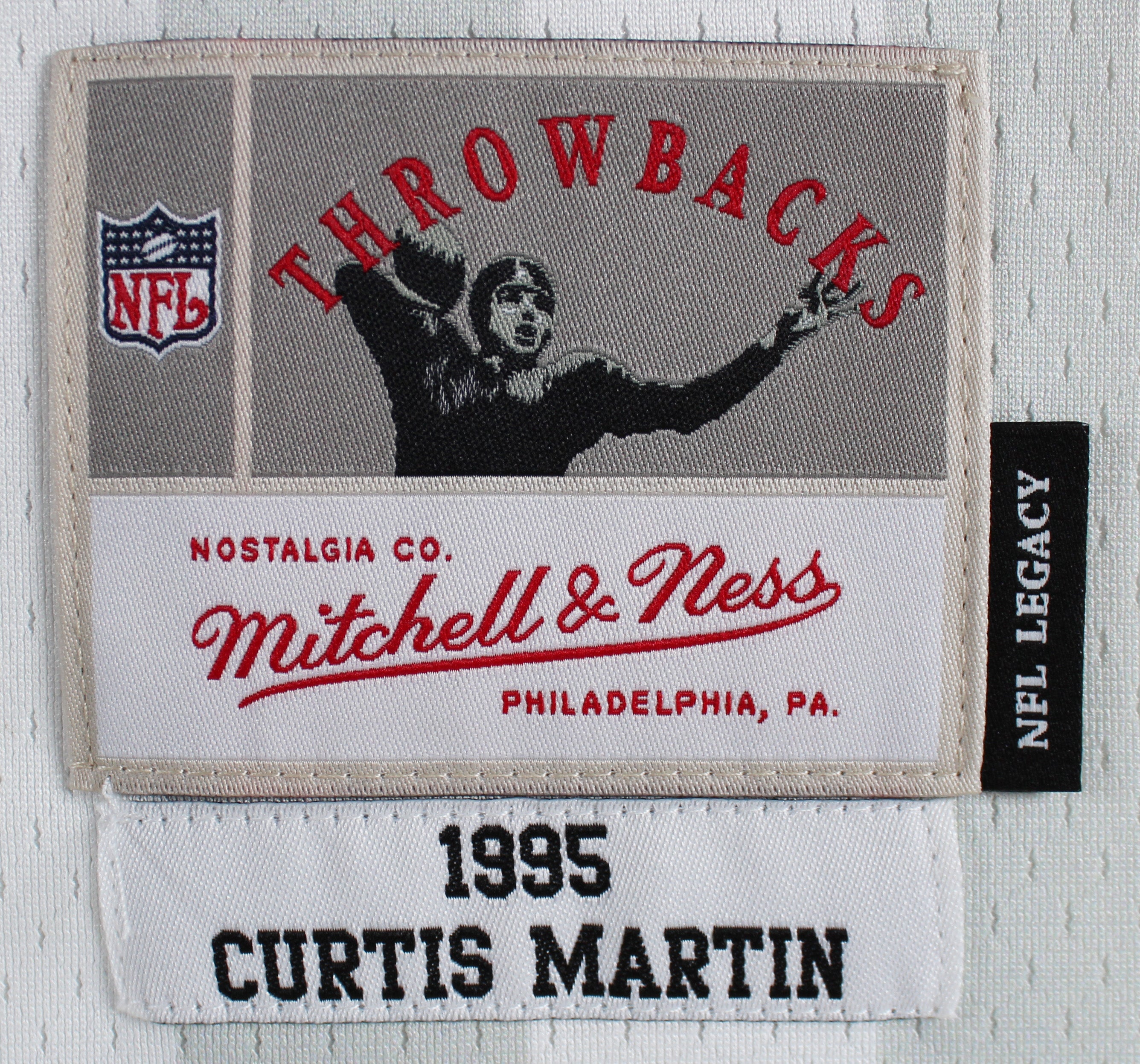 Patriots Curtis Martin "2x Insc" Authentic Signed White M&N Jersey BAS #BC70306